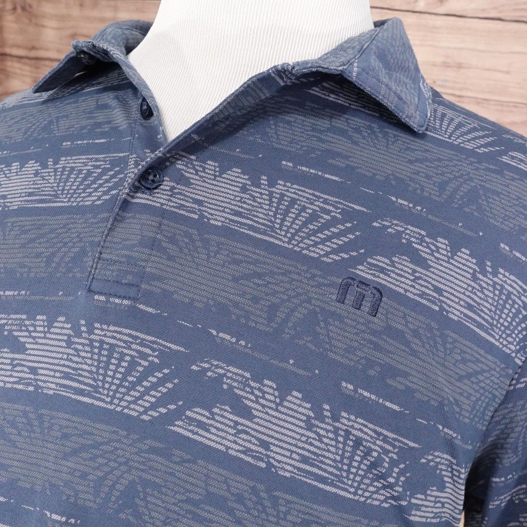 TravisMathew Travis Mathew Polo Shirt Mens 2XL Blue Geometric Patterned Golf Casual Performance Shirt Size US XXL / EU 58 / 5 - 2 Thumbnail
