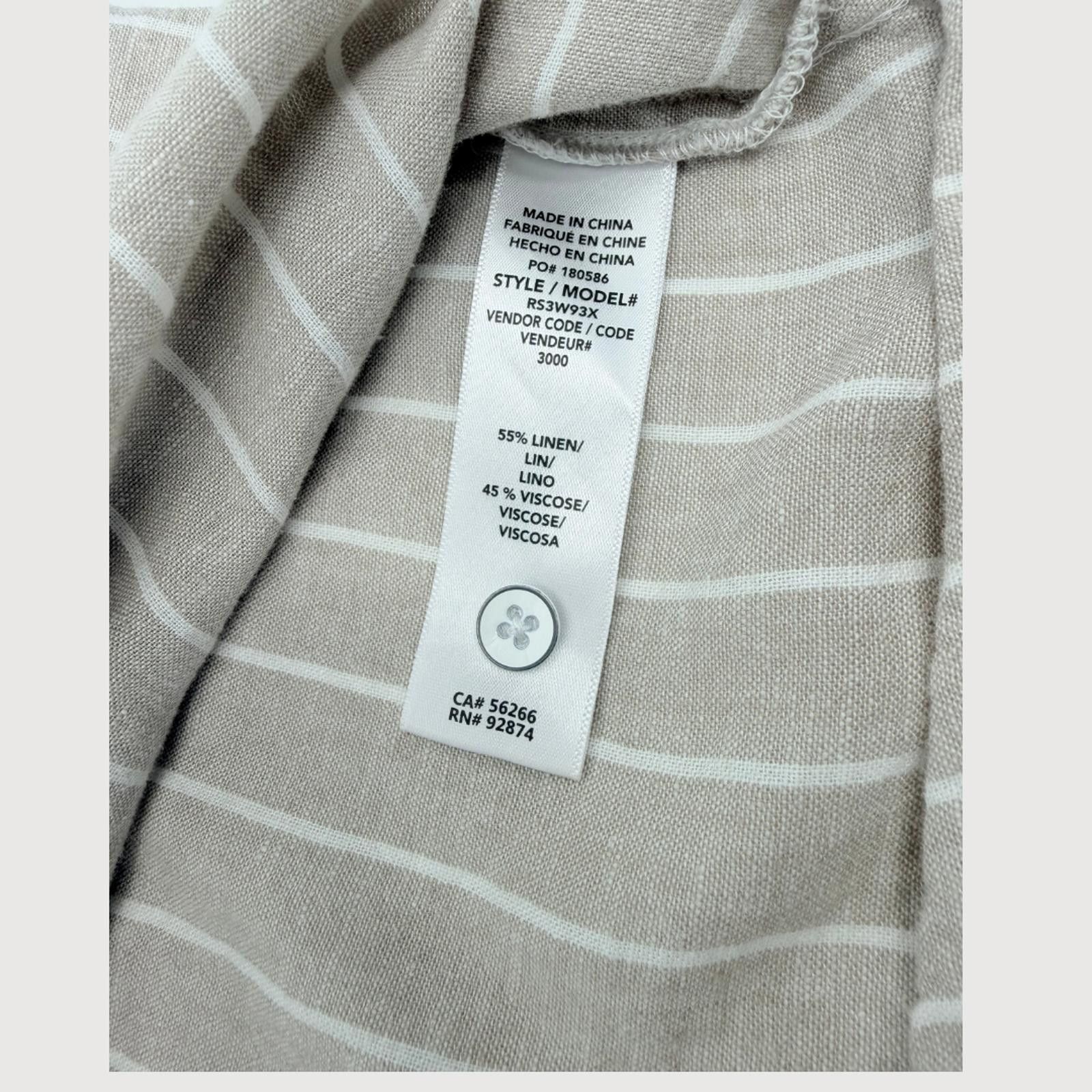 Splendid Splendid Linen Button Front Shirt Beige Stripe S Size S / US 4 / IT 40 - 4 Thumbnail