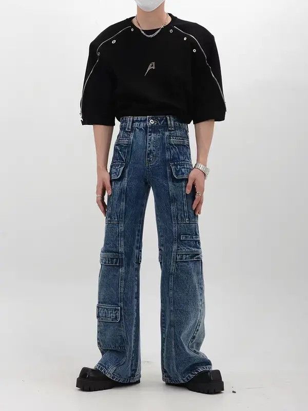 VIBE Micro-flare jeans with retro unique pockets Size US 34 / EU 50 - 2 Thumbnail