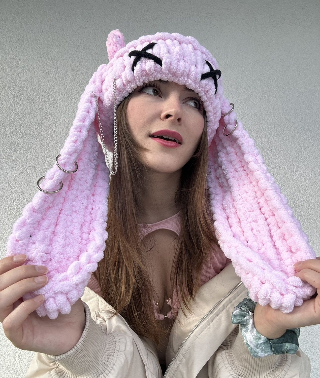 Japanese Brand Bunny ears hat horns . winter hat with ears. Knitted hat Size ONE SIZE - 2 Thumbnail