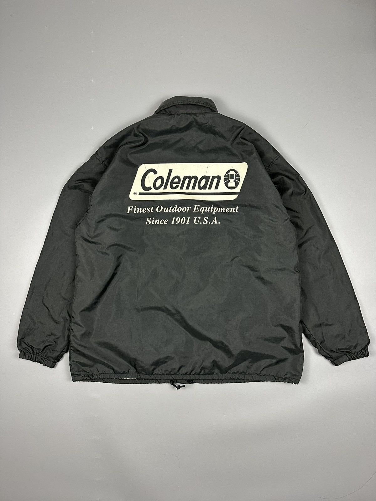 image of Vintage Coleman Fleece Varsity Jacket in Dark Gray, Men's (Size Medium)