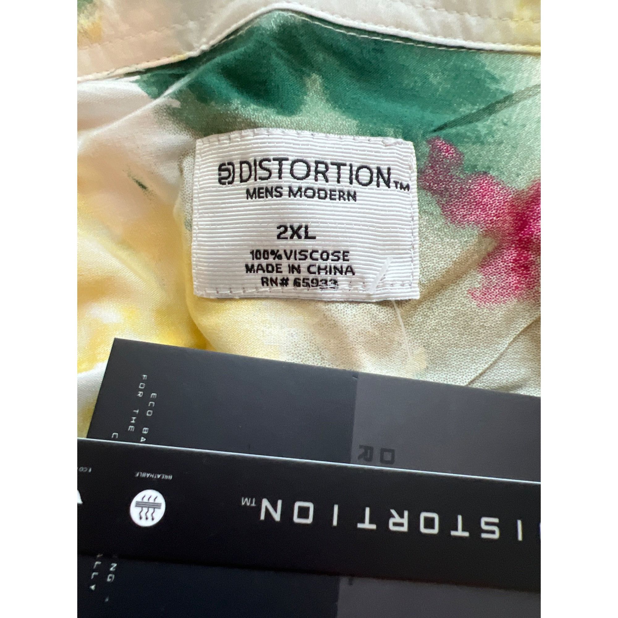 Other Distortion Hawaiian Camp Shirt Palm Trees 100% Viscose Size Size US XXL / EU 58 / 5 - 4 Thumbnail