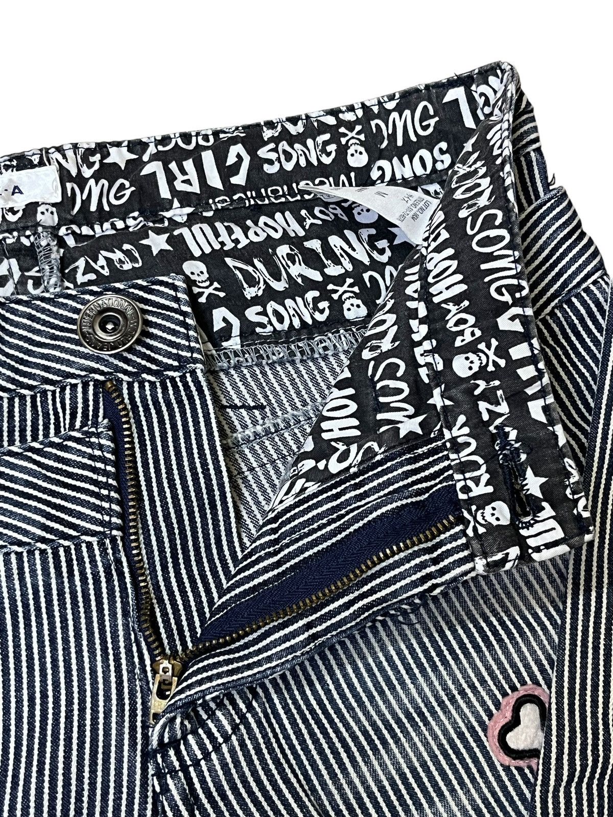 Japanese Brand JAPANESE COLZA DOUBLE WAIST DISTRESS HICKORY STRIPPED JEANS Size US 31 - 12 Thumbnail