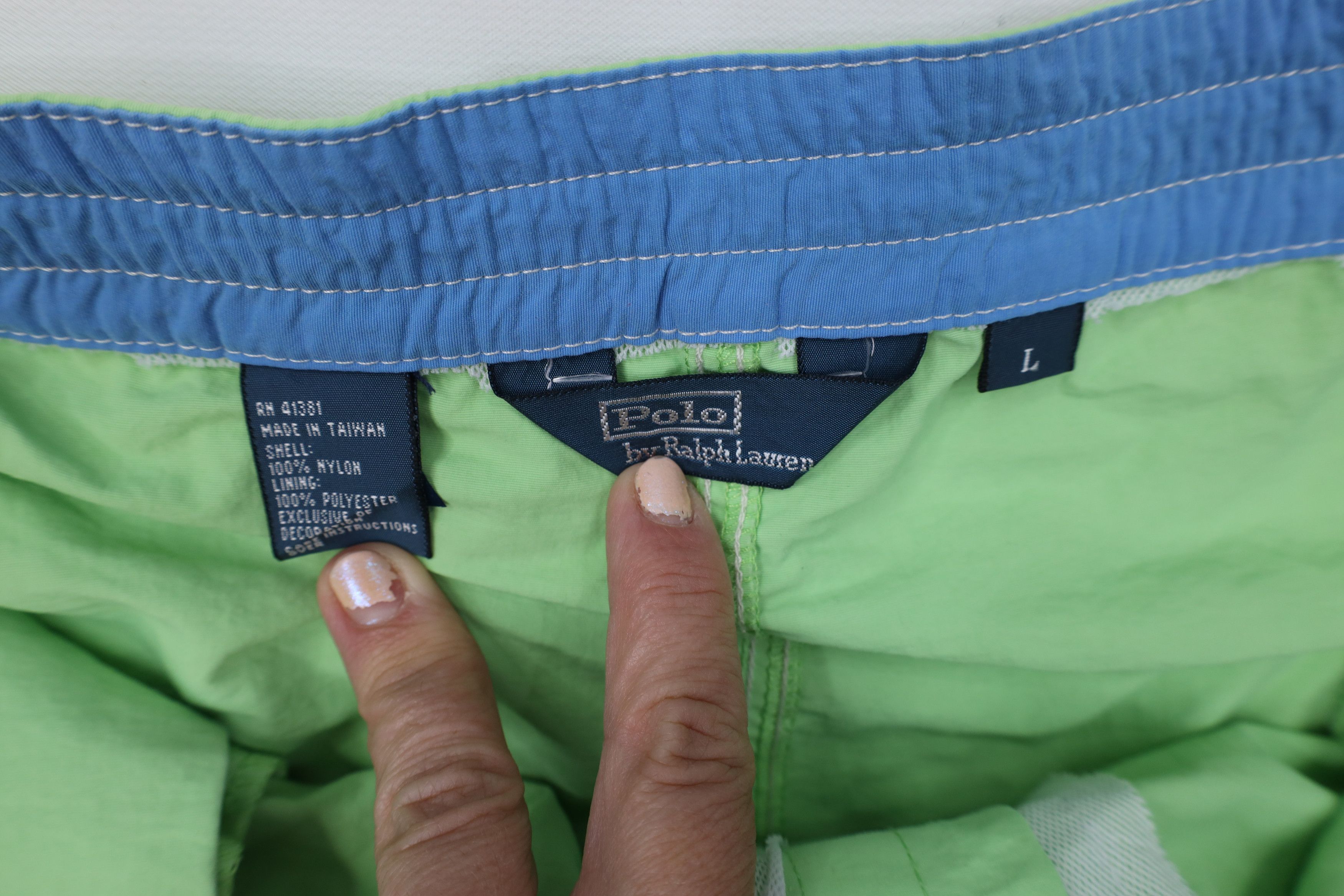 Ralph Lauren Vintage Ralph Lauren Cargo Shorts Swim Trunks Lime Green Size US 34 / EU 50 - 8 Thumbnail
