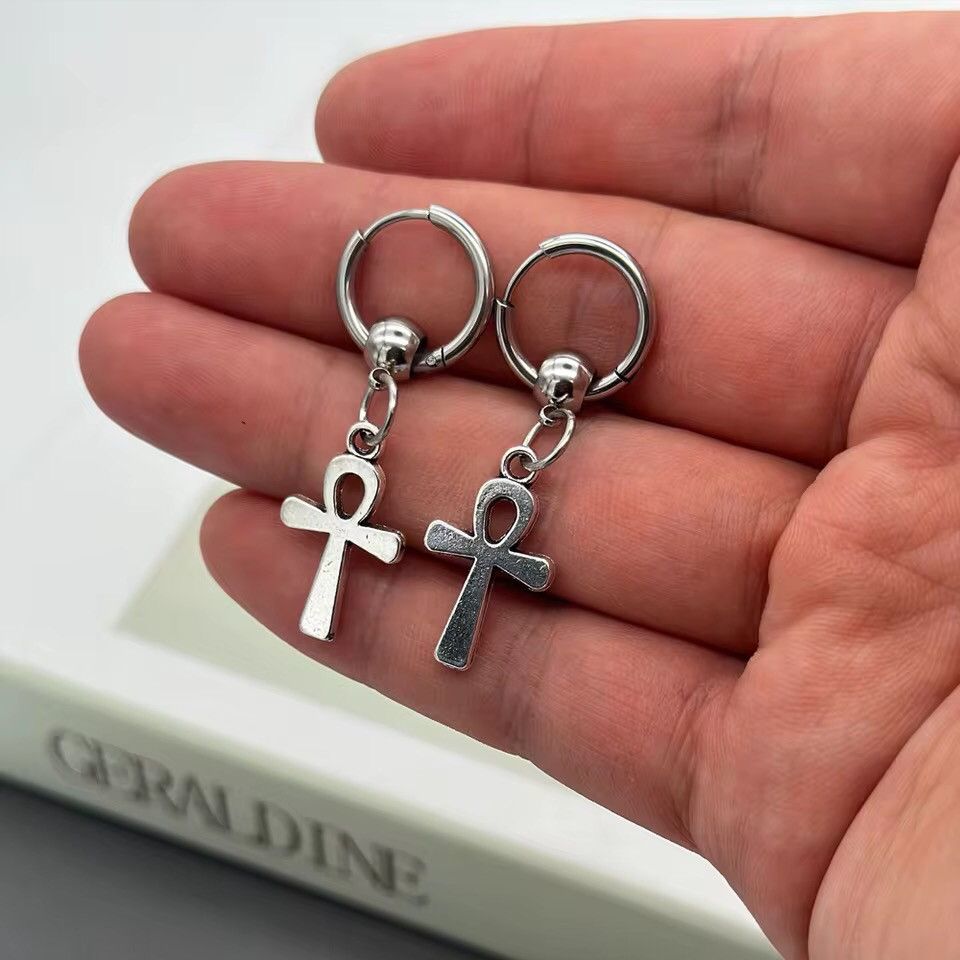 Jewelry Y2K Hoop Cross Dangle Earrings Size ONE SIZE - 1 Thumbnail