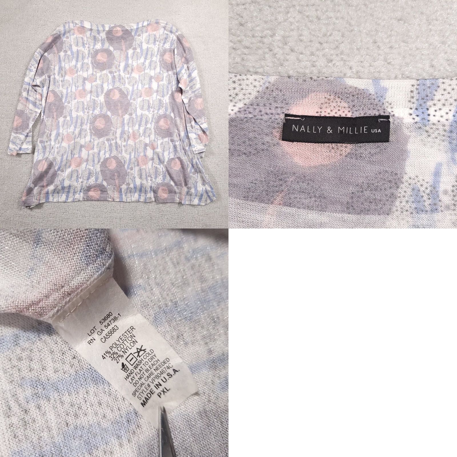 Vintage VINTAGE Nally & Millie Shirt Women's PXL Geometric Art Abstract 3/4 Sleeve Knit USA Made Mens? Womens? Size XL / US 12-14 / IT 48-50 - 8 Thumbnail