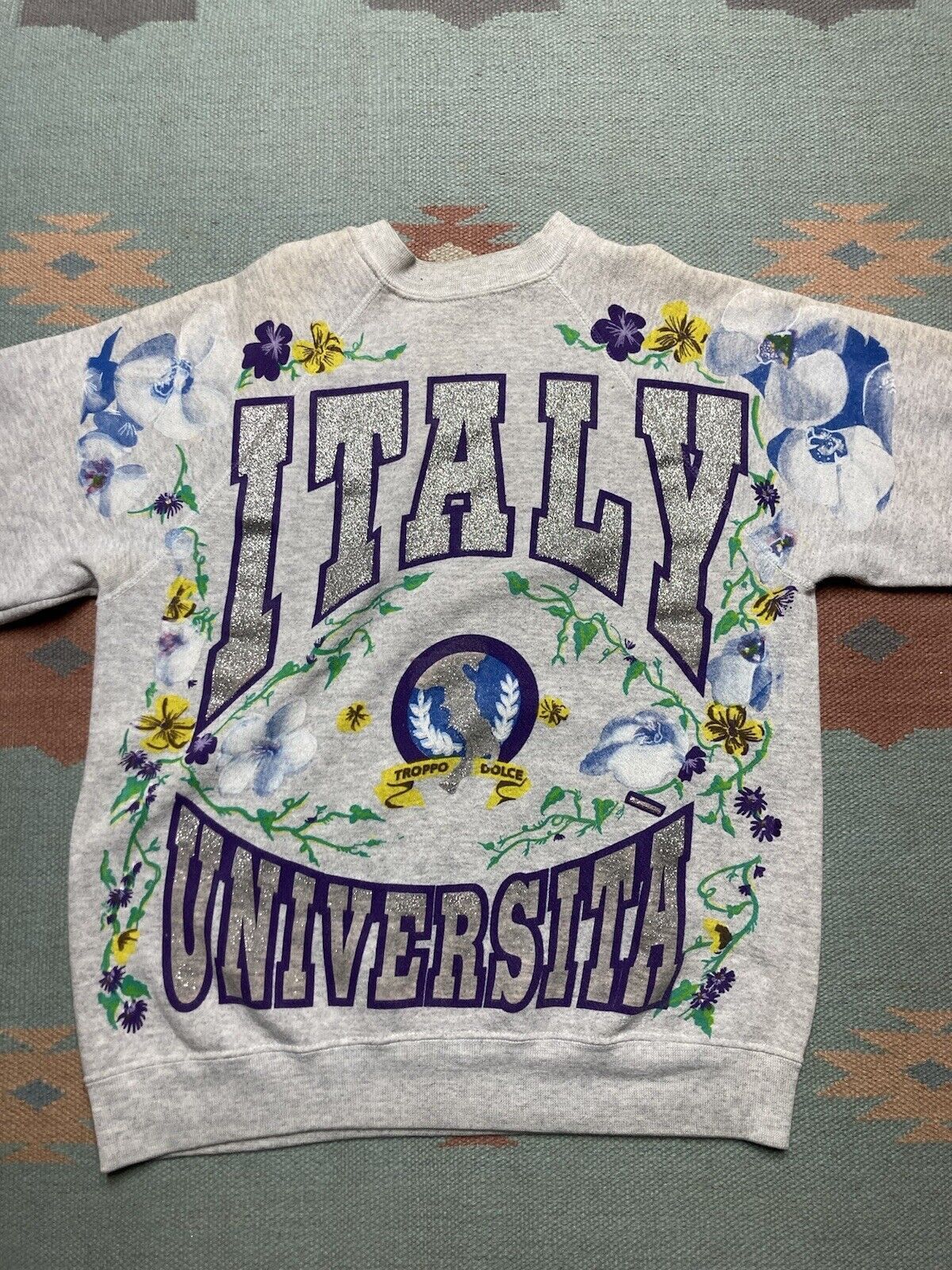 Vintage VTG 80s crewneck sweatshirt Italy universita glitter cute M Size US M / EU 48-50 / 2 - 2 Thumbnail