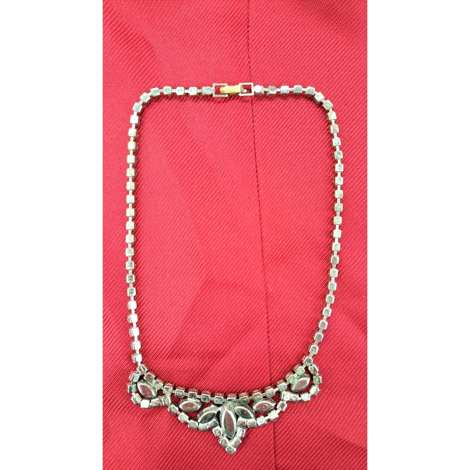 Other Vintage Clear Black Rhinestone Necklace Marquise 15 Inches Size ONE SIZE - 3 Thumbnail