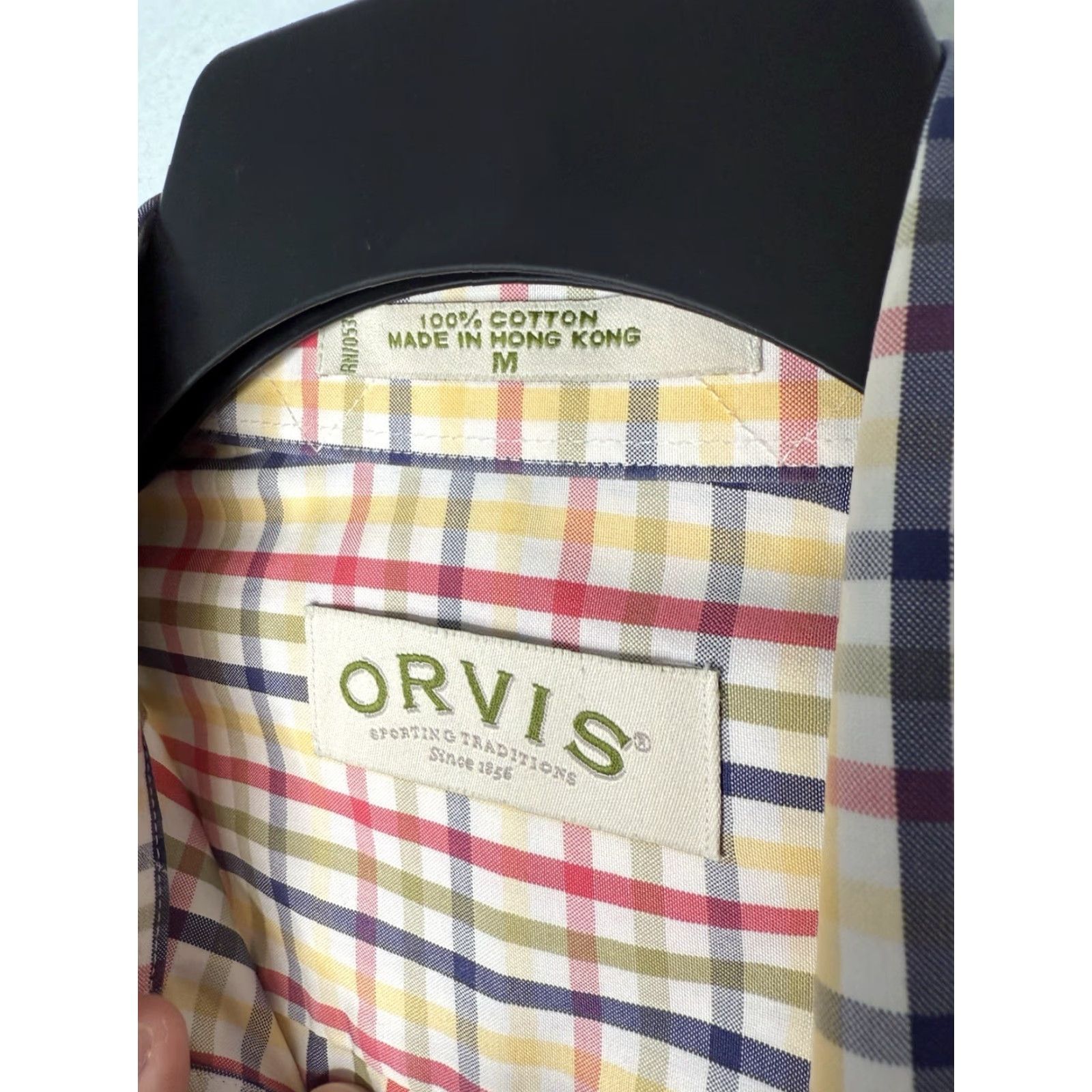 Orvis Orvis Button-Up Shirt Mens M Button-Down Collar Check Long Sleeve Multicolor Cotton Size 40R - 4 Thumbnail