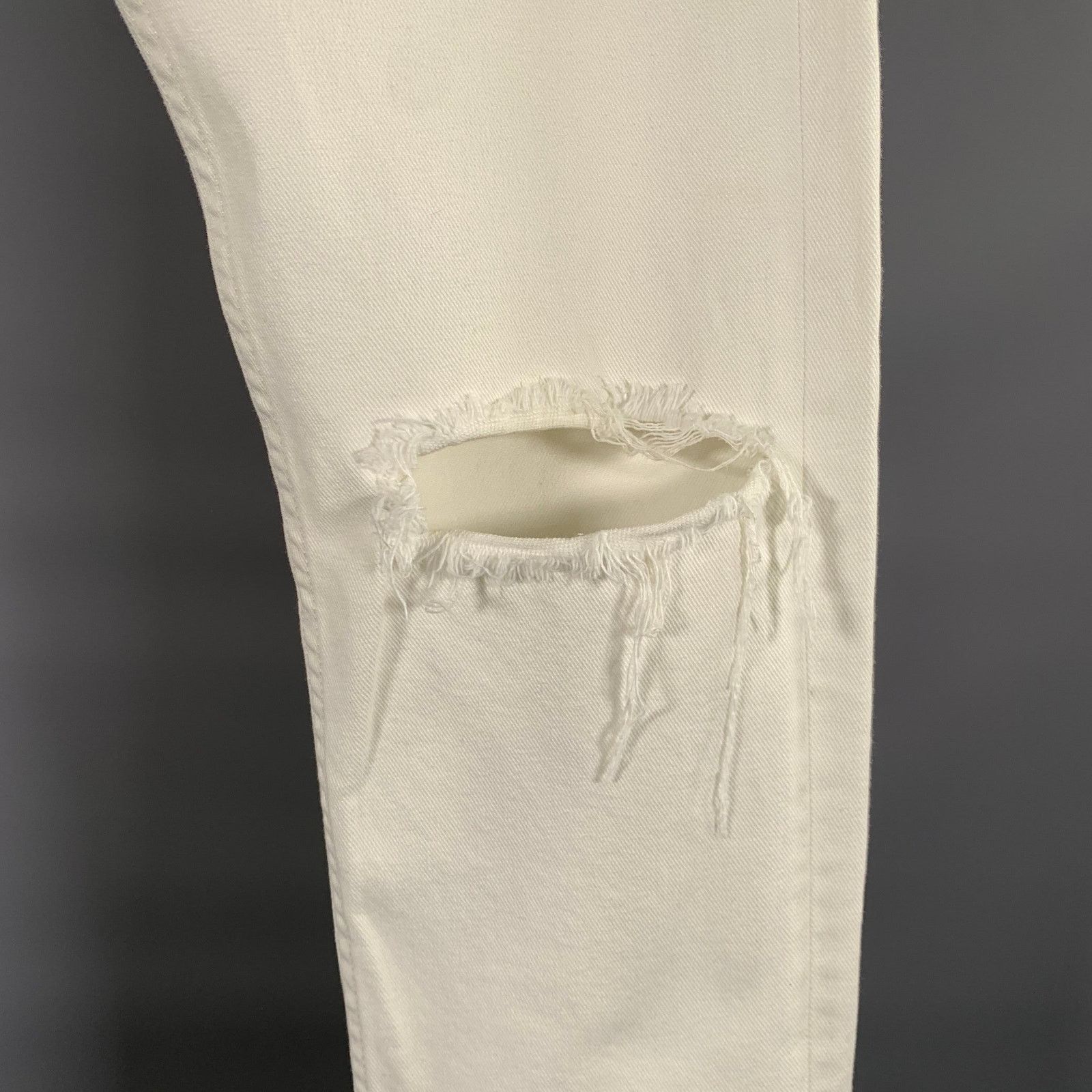 Rag & Bone RAG & BONE Size 30 White Distressed Skinny Jeans Size US 30 / EU 46 - 2 Thumbnail