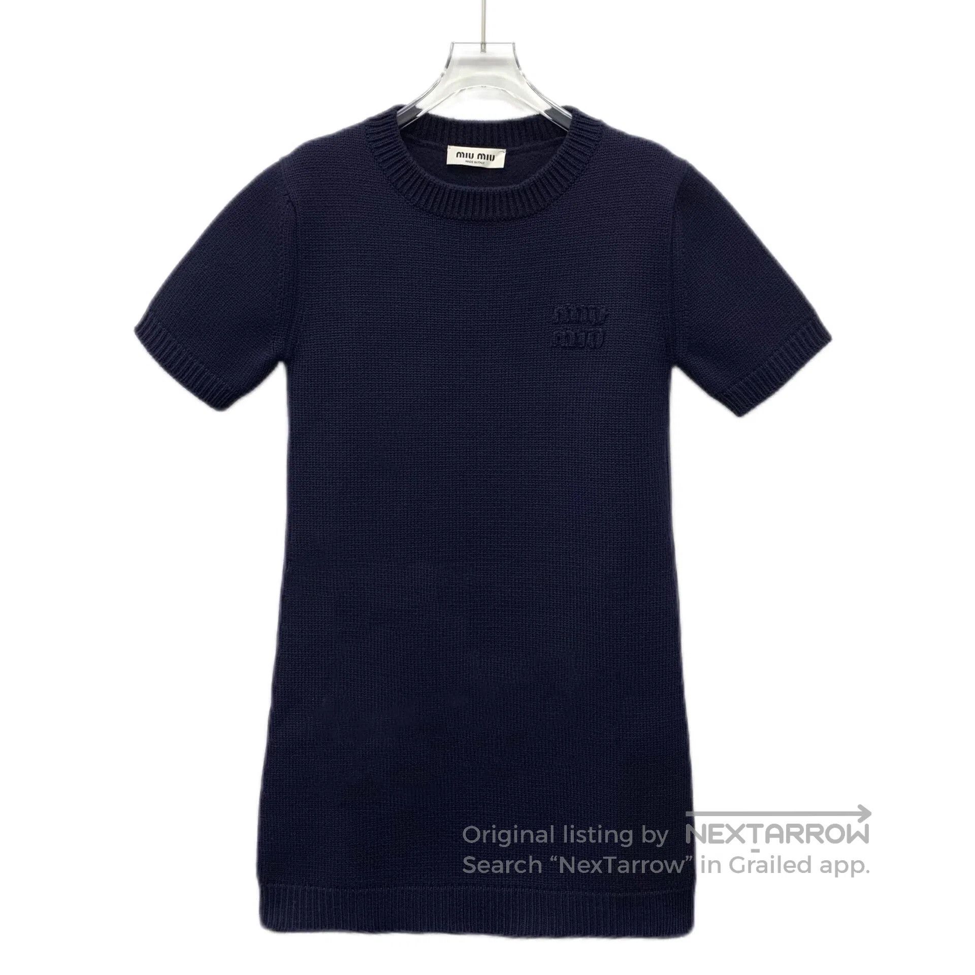 Miu Miu Miu Miu Navy blue logo lettering embroidery cashmere round Size XS / US 0-2 / IT 36-38 - 1 Thumbnail