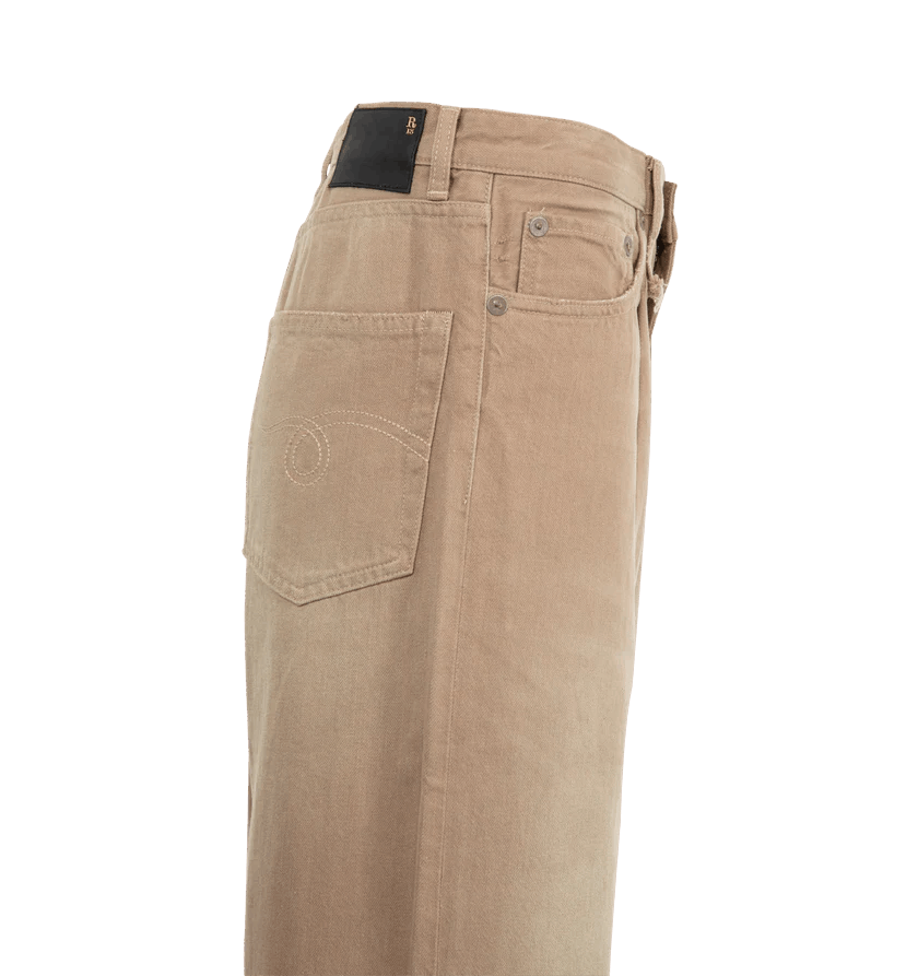 R13 o1h1sh11225 Damon Pleated Wide Leg Jean in Beige Size US 28 / EU 44 - 3 Thumbnail