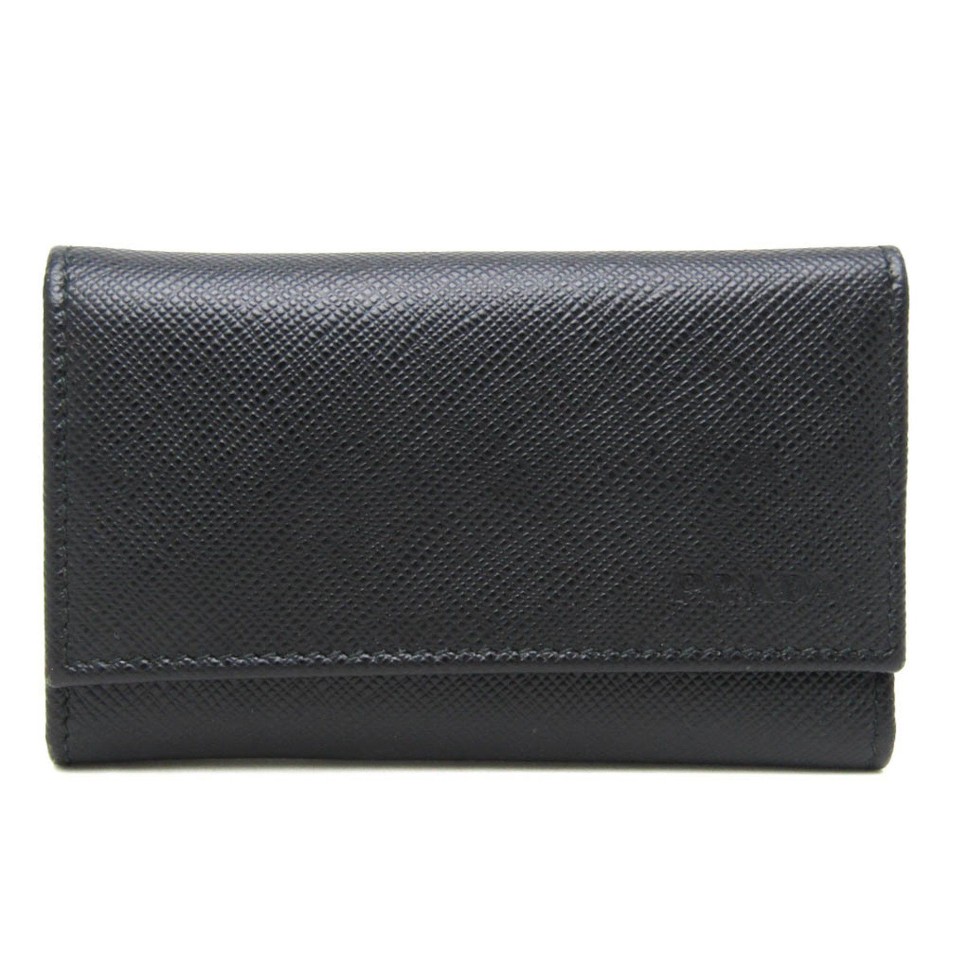 Prada Prada Saffiano 2PG222 Men's Leather Key Case Black Size ONE SIZE - 1 Thumbnail