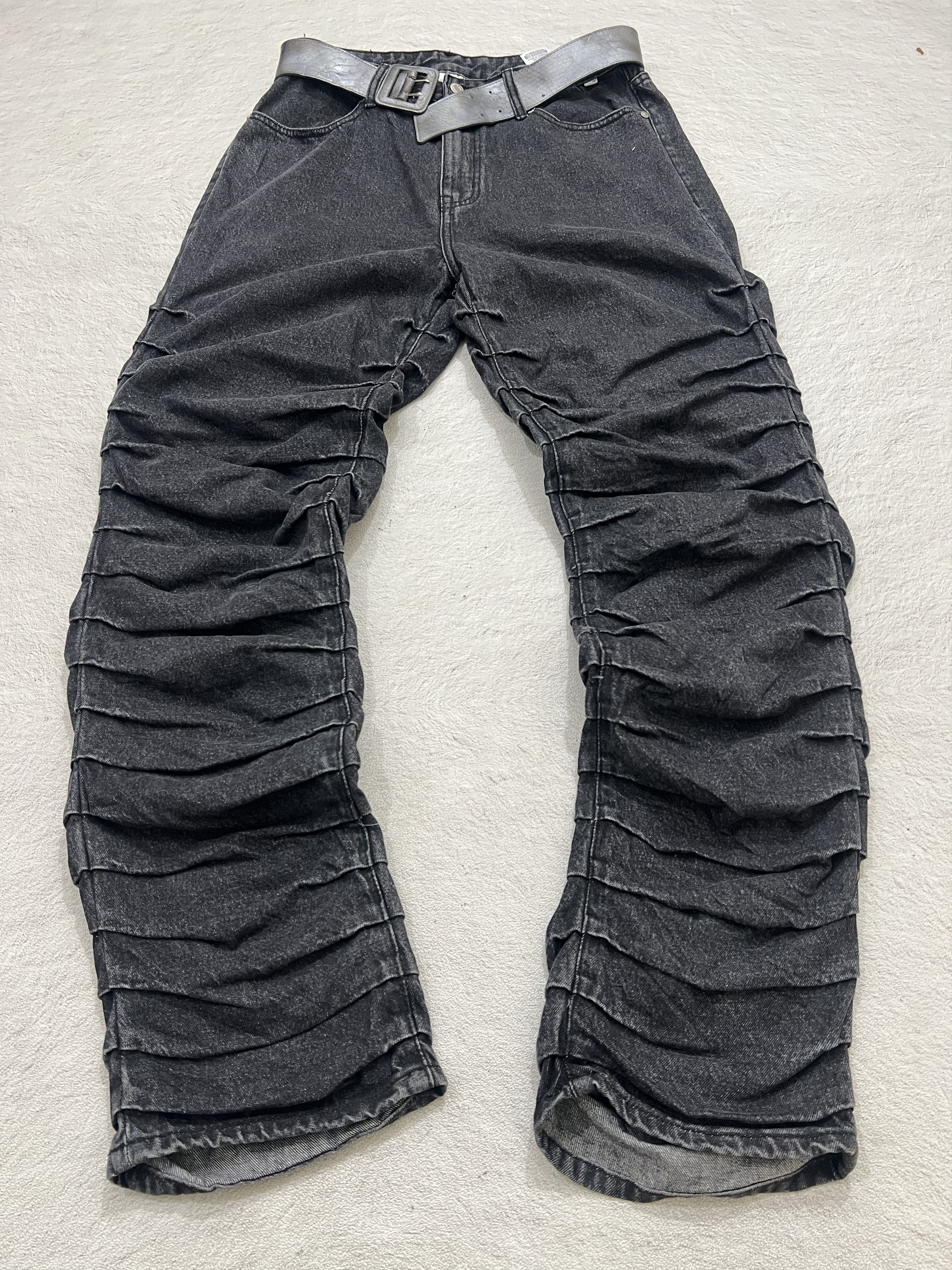 Japanese Brand 2000s Nomanual Ruched Bootcut Flare Jeans y2k Lgb Ifsix Size US 34 / EU 50 - 1 Thumbnail
