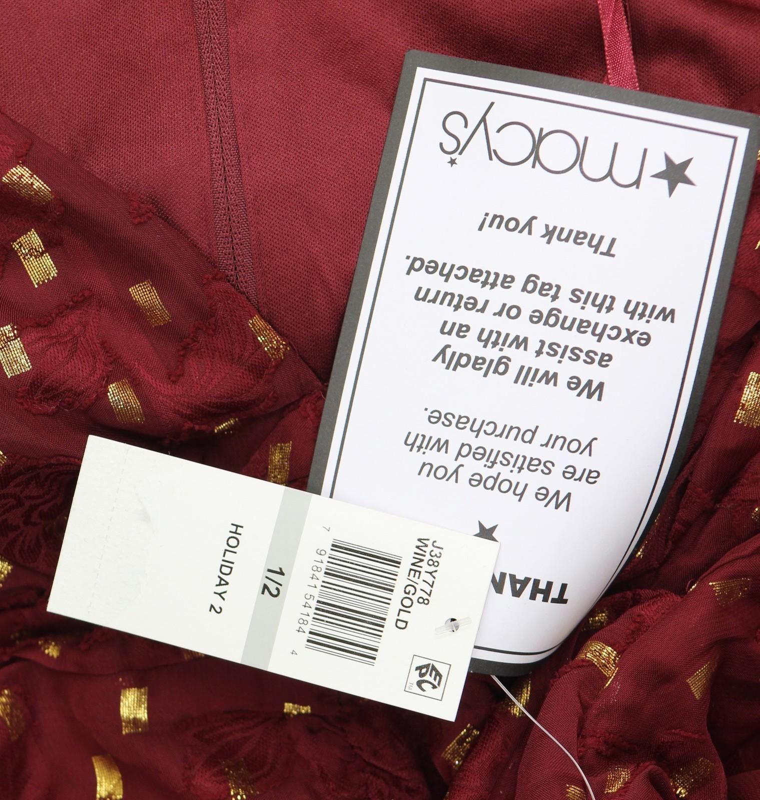 Other Nwt B. Darlin Sheer Puff Sleeve Dress Wine Red / Gold 1/2 Size M / US 6-8 / IT 42-44 - 3 Thumbnail