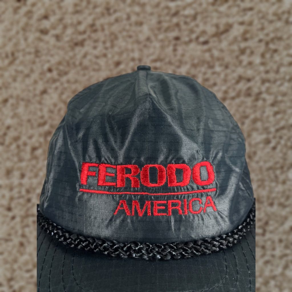 Vintage VINTAGE Ferodo America Hat Cap Snap Back Adult One Size Black Nylon 90's Look Size ONE SIZE - 1 Thumbnail
