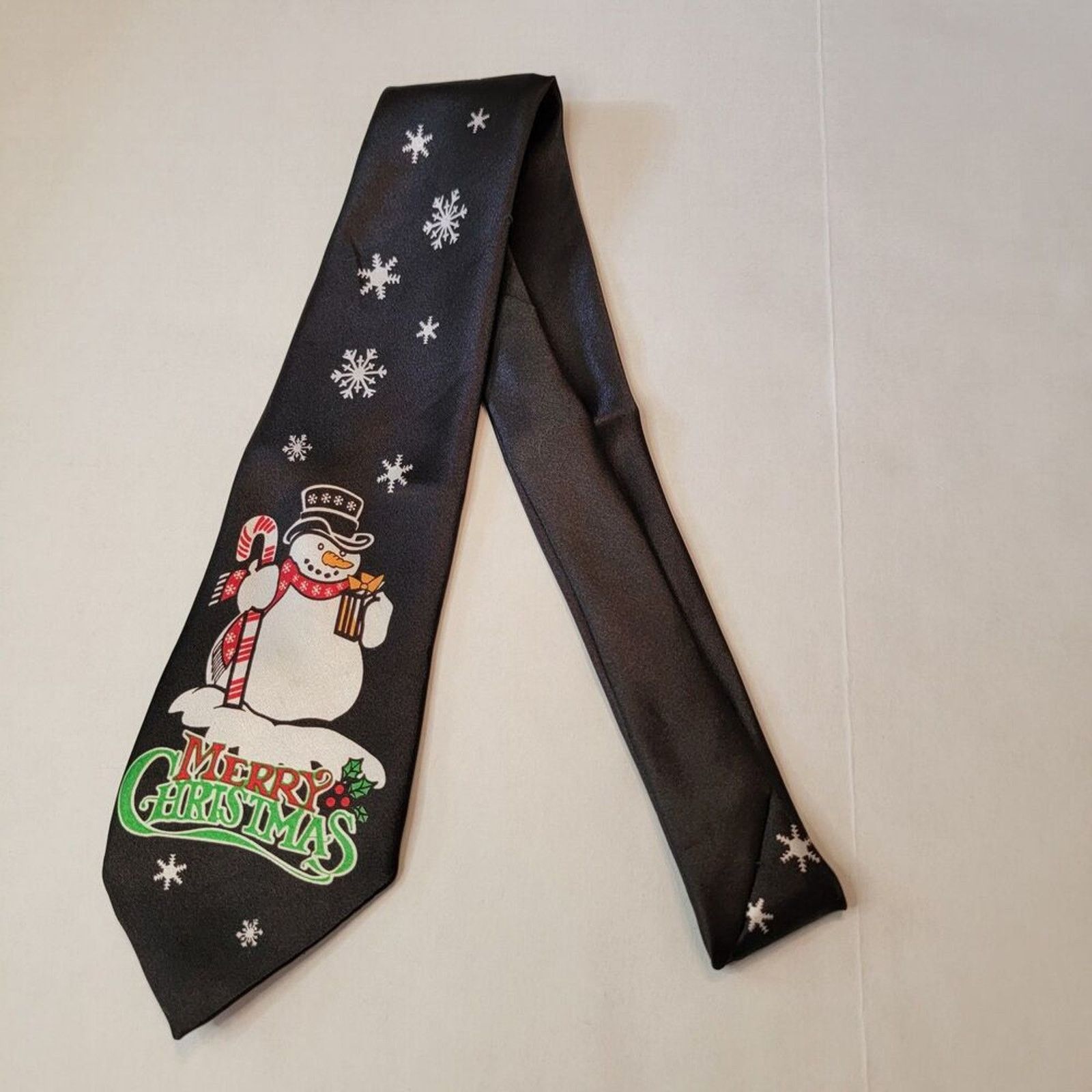Other Funtyme- Christmas Tie- Merry Christmas Snowman- Black Size ONE SIZE - 4 Thumbnail