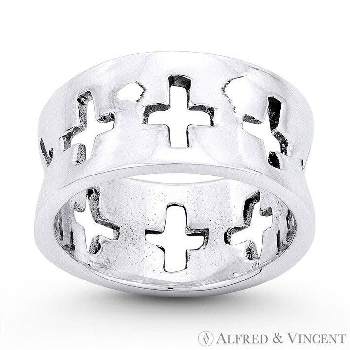 Other Eternity Cross Cutout Wide Band in .925 Sterling Silver Size ONE SIZE - 1 Preview