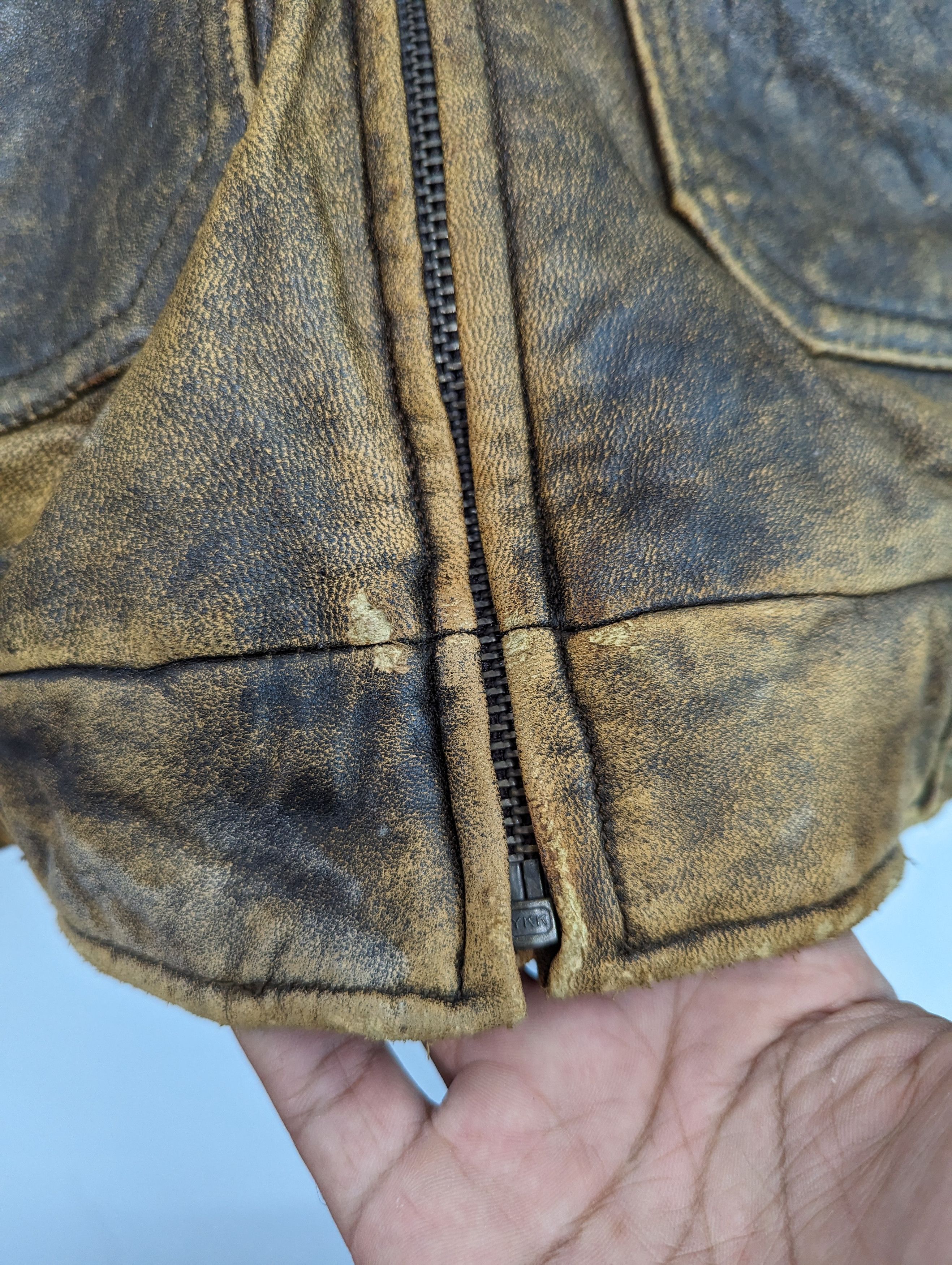 Vintage 🔥Vintage Unbrand Patina Distressed Leather Jacket Size US M / EU 48-50 / 2 - 8 Thumbnail