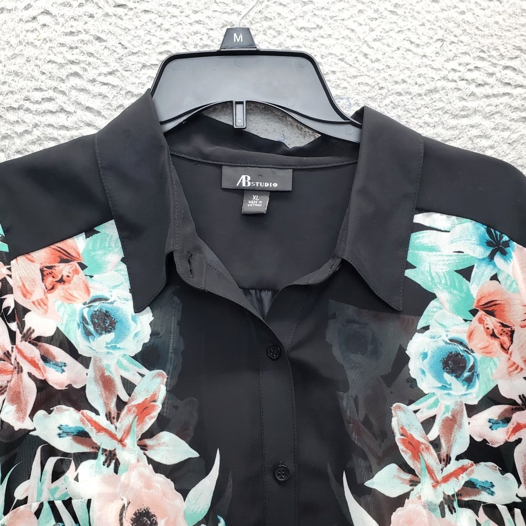 Vintage AB Studio Shirt Womens XL Casual Multi Floral Sheer Long Sleeve Collar Button Size XL / US 12-14 / IT 48-50 - 6 Thumbnail