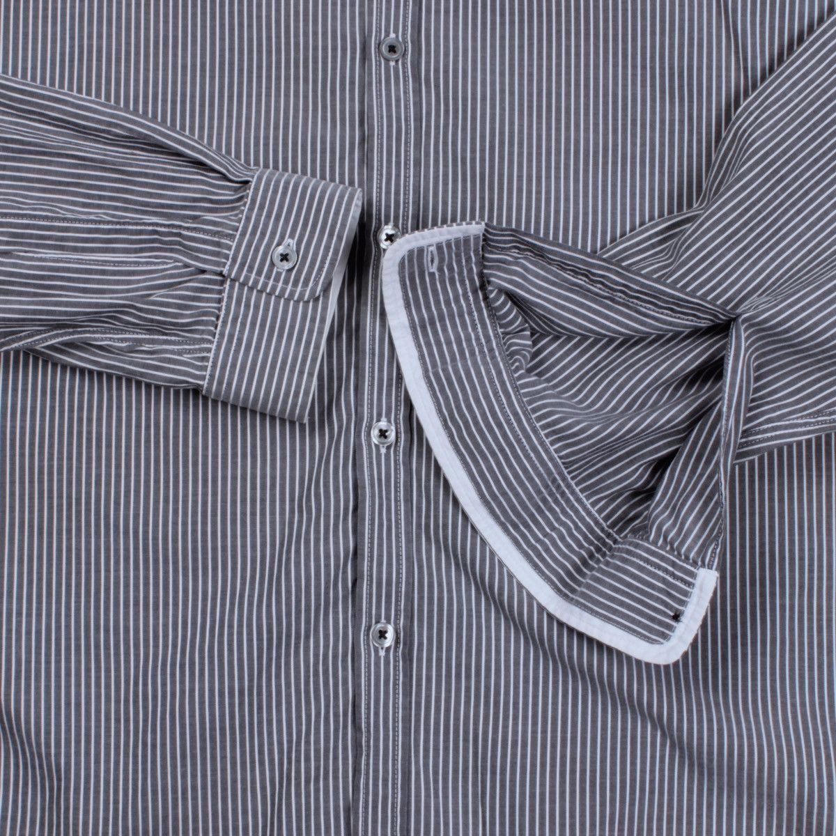 Designer × Hugo Boss HUGO BOSS Lorenzo Striped Gray White Shirt Dress Casual Size US L / EU 52-54 / 3 - 12 Thumbnail