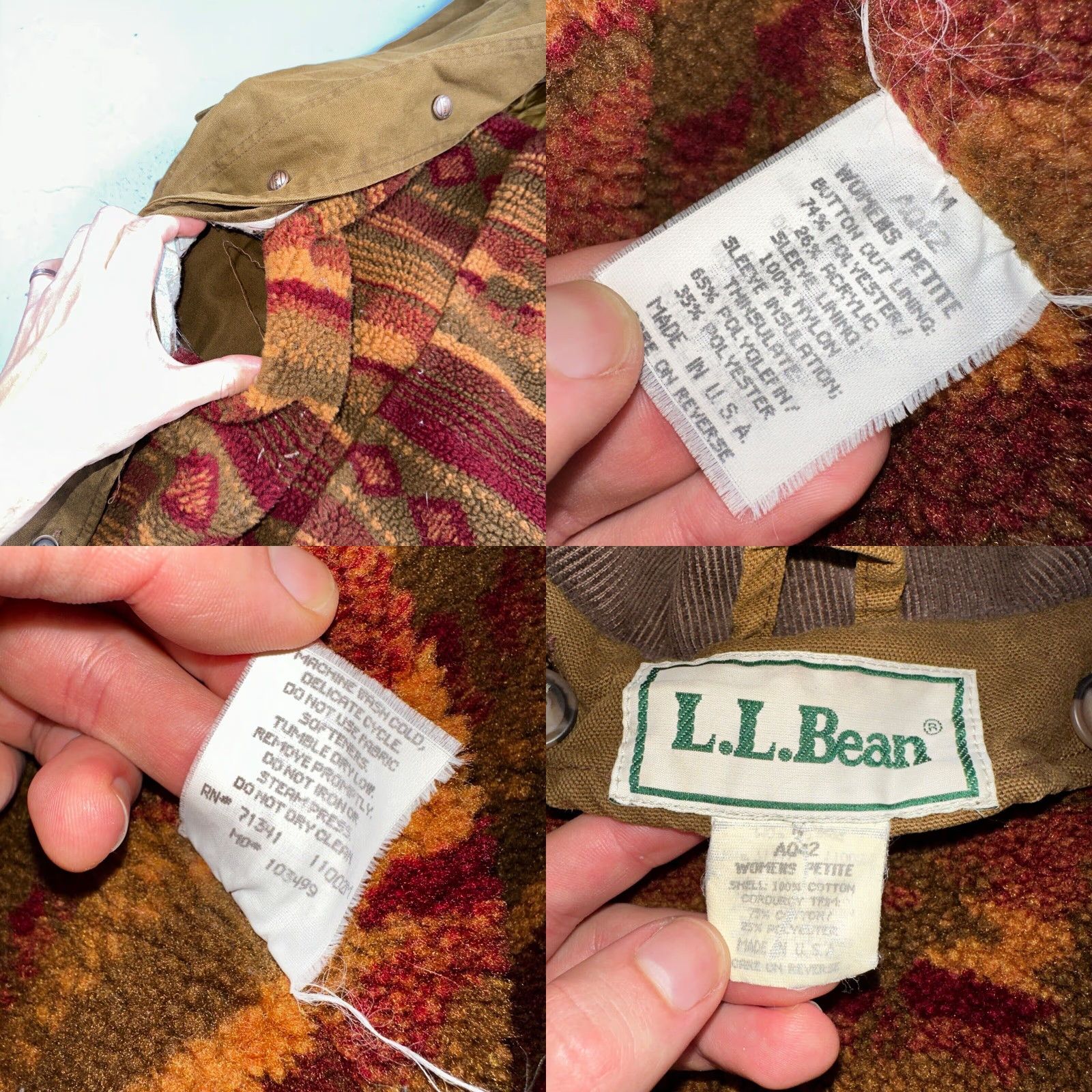 Vintage VINTAGE L.L. Bean Aztec Canvas Coat Womens M Beige Lined Removable Lining Pockets Button Long Size M / US 6-8 / IT 42-44 - 8 Thumbnail