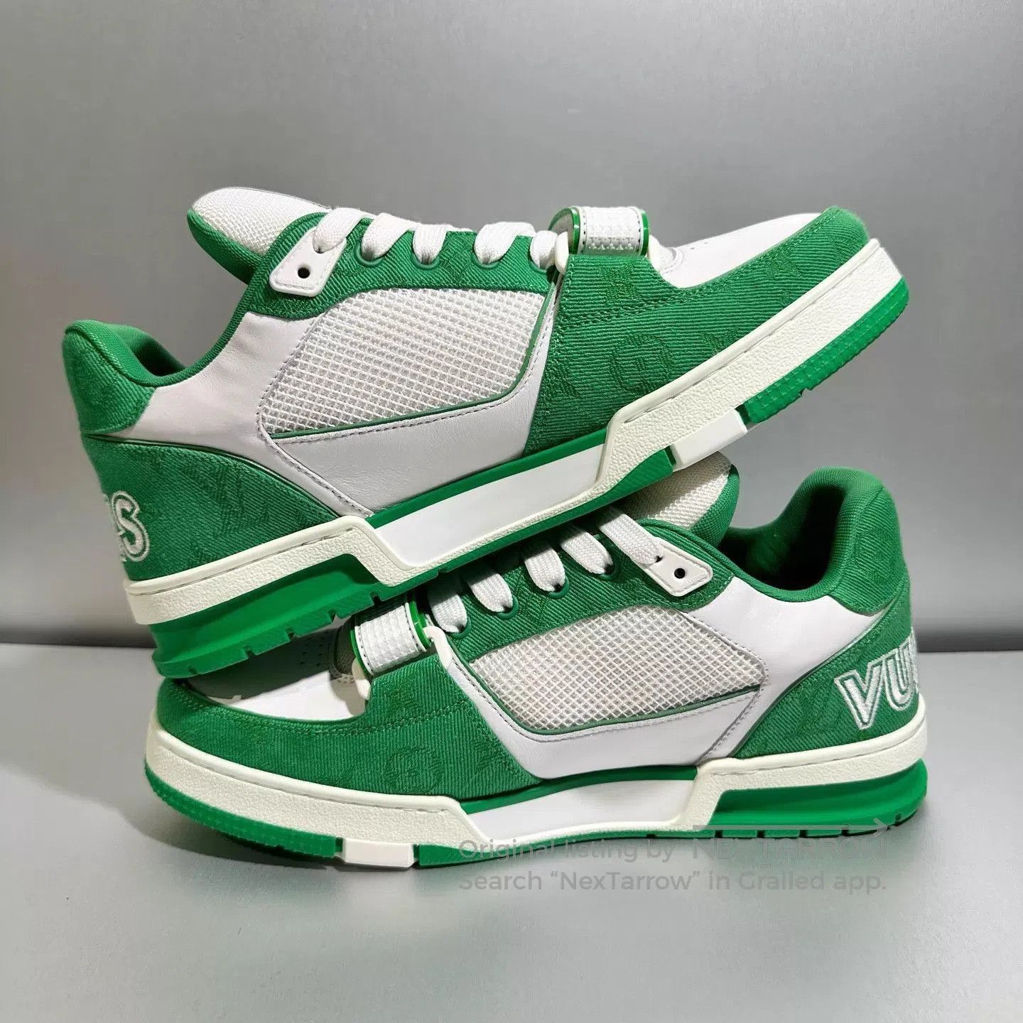 Louis Vuitton Green and White Lowtop Sneakers Size 9. Size US 9 / EU 42 - 4 Thumbnail