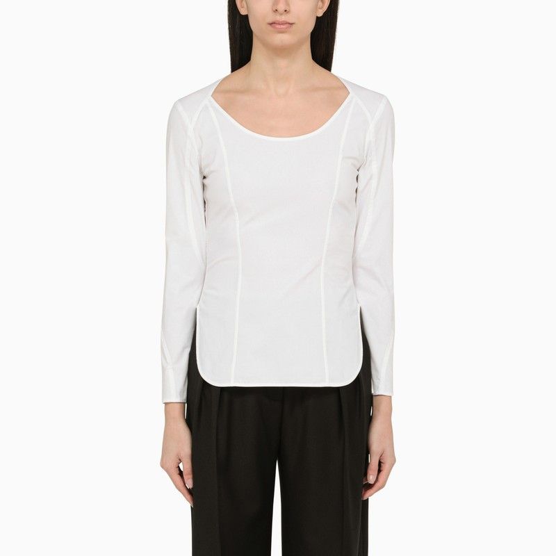 image of By Malene Birger White Organic Cotton Leyia Blouse, Women's (Size Medium)