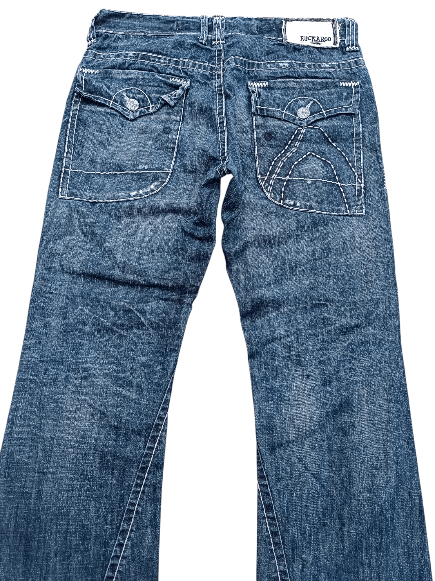 Japanese Brand FLARED💥BUCKAROO DISTRESSED DENIM PANT Size US 35 - 12 Thumbnail