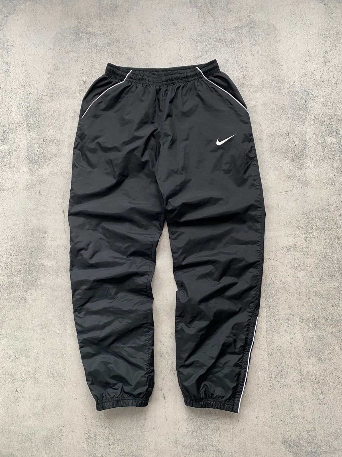 Pre-owned Nike X Vintage Y2k Nike Nylon Drill Black Track Pants
