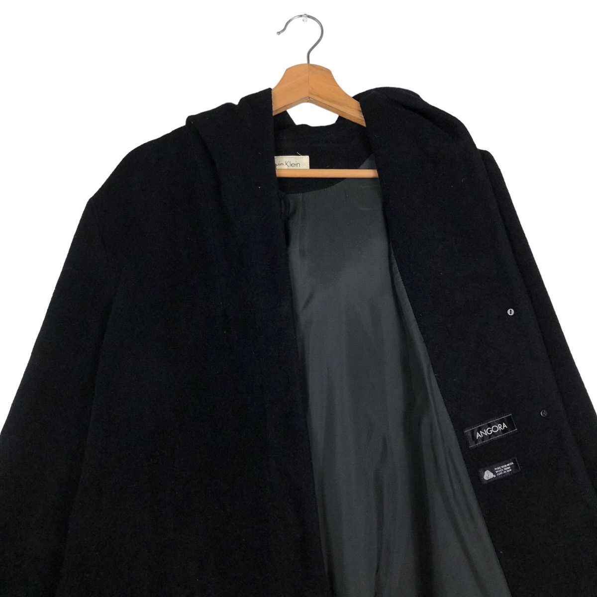 Japanese Brand 🔥Rich Black - Long Fly Wool Herringbone Calvin Klein Coats Size US M / EU 48-50 / 2 - 14 Thumbnail