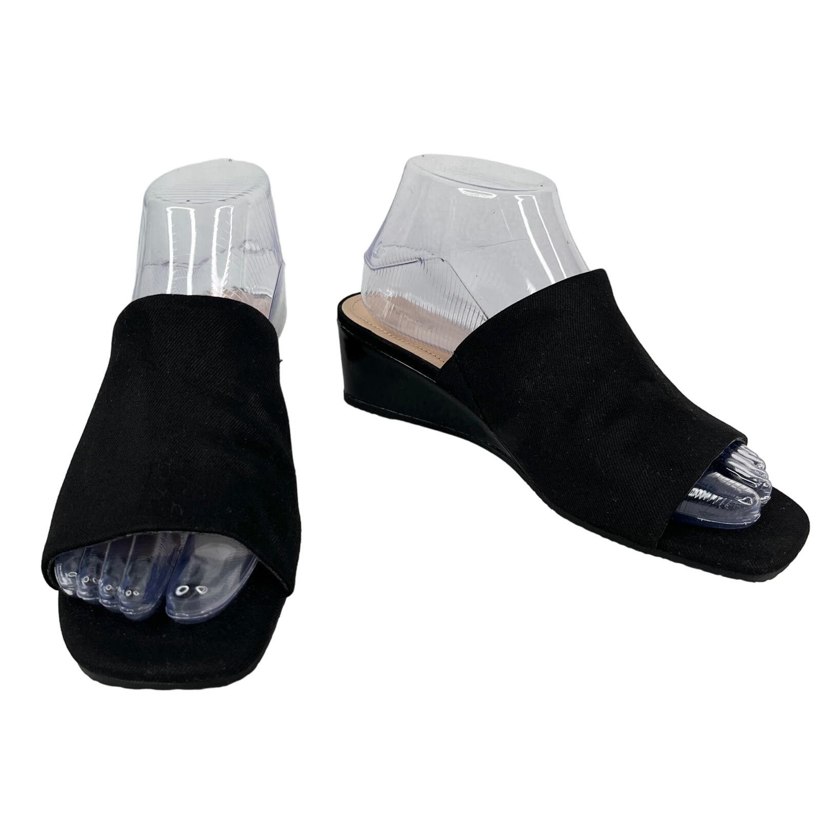 NYDJ NYDJ Claudine Wedge Mule Sandals Black 8 Patent Wedge New Size US 8 / IT 38 - 2 Thumbnail