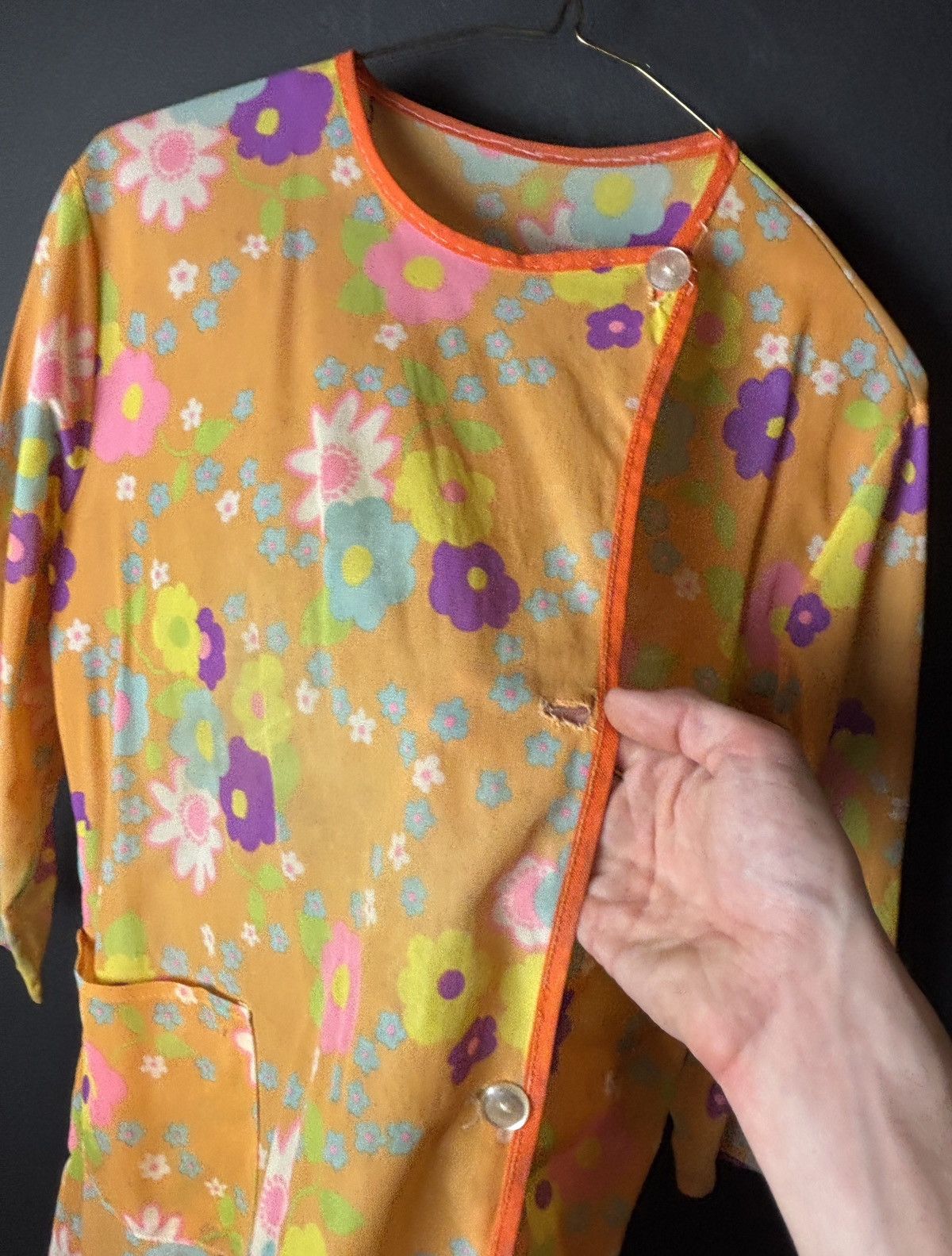 Vintage 1970s Mesh Dress Mod Vintage Sheer Slip Floral Sun Beach Size ONE SIZE - 6 Thumbnail