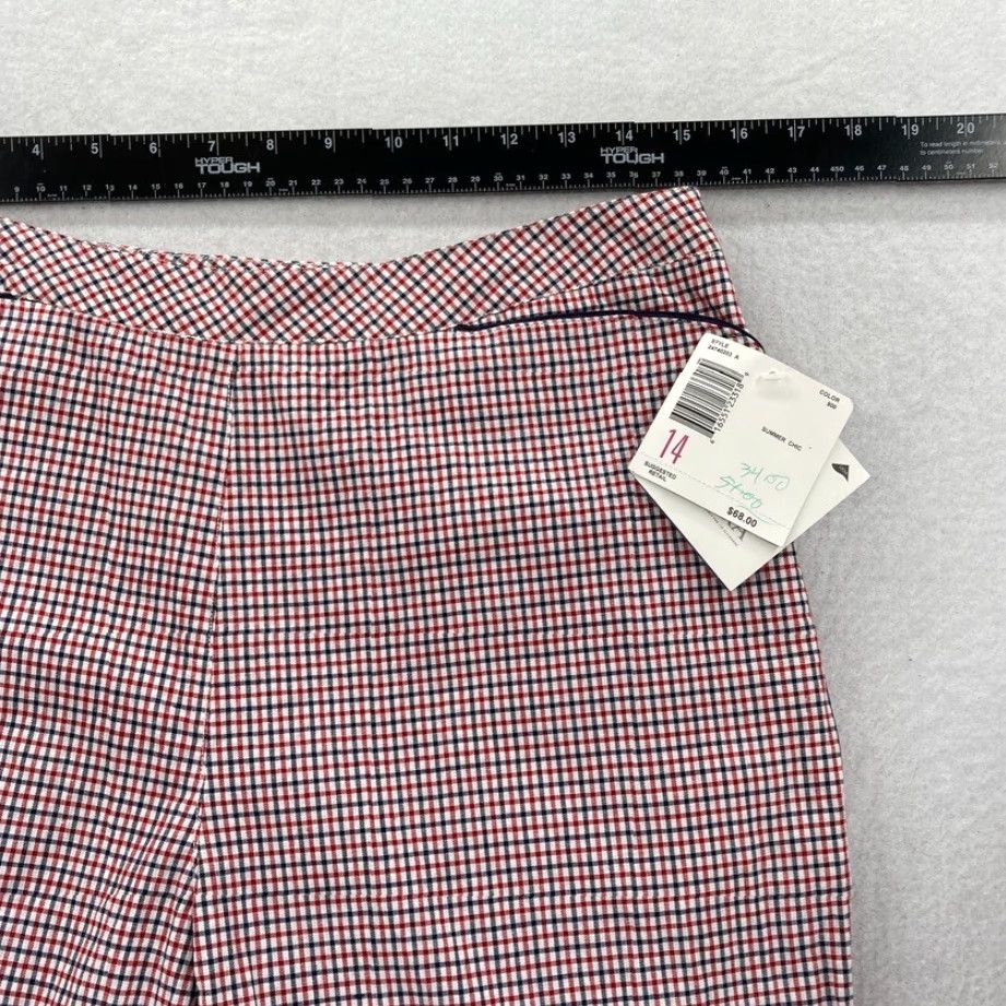 Liz Claiborne Liz Claiborne Liz Sport Pants Women's 14 Red Plaid Lightweight Casual Regular Inseam 28 in Front Flat Front Stretch Pockets NWT Size 36" / US 14 / IT 50 - 6 Thumbnail