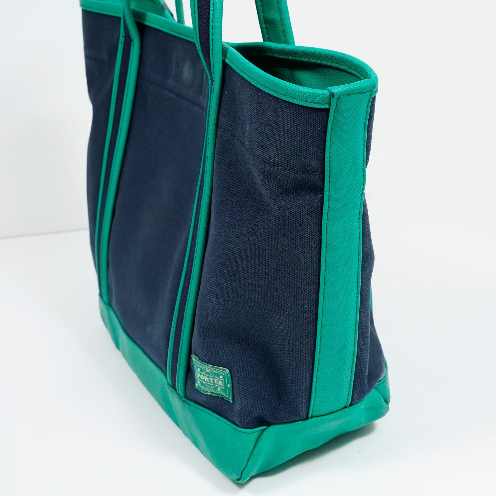 Porter Porter Girl Boyfriend Tote Canvas Navy Green Trim Japan Size ONE SIZE - 4 Thumbnail