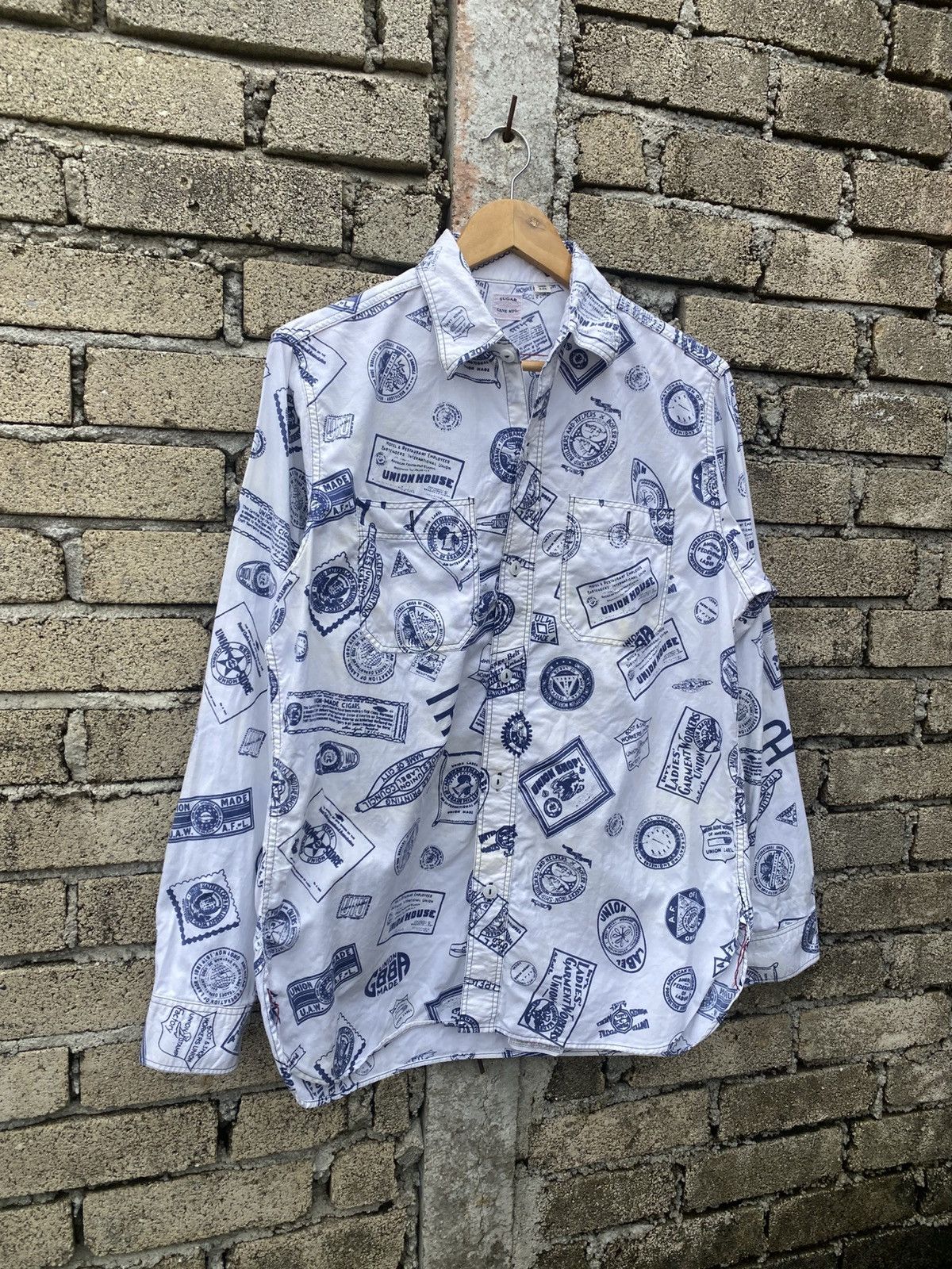Sugar Cane Sugar Cane Long Sleeve Shirt – Allover Union Label Print Size US L / EU 52-54 / 3 - 1 Thumbnail