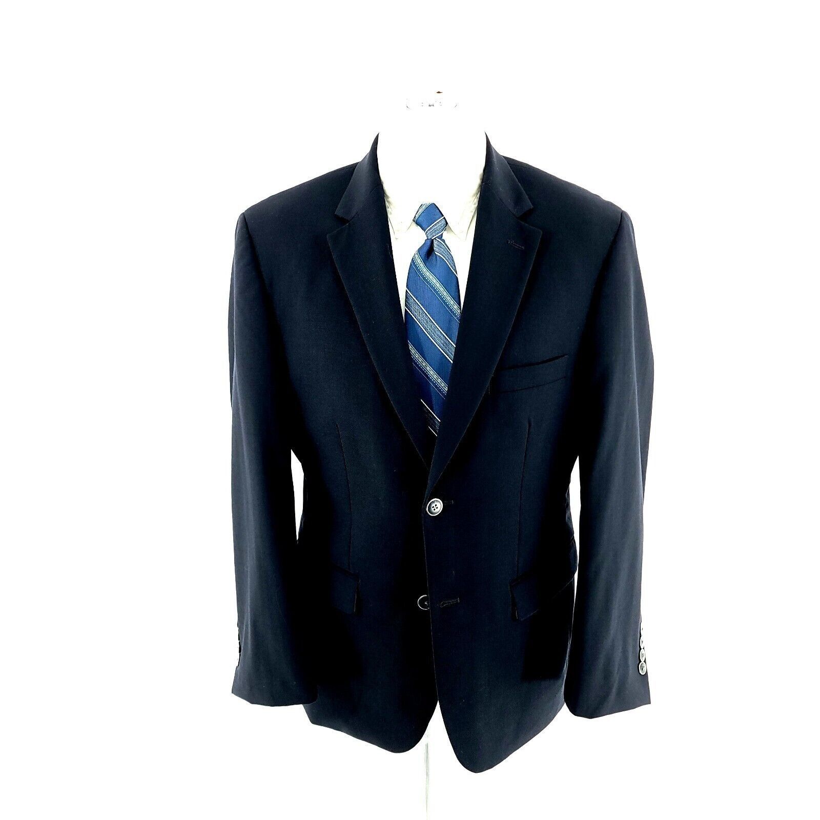 Pronto Uomo Pronto Uomo Est 1971 Wool Polyester 2 Button Blue Blazer 40S Size 40S - 4 Thumbnail