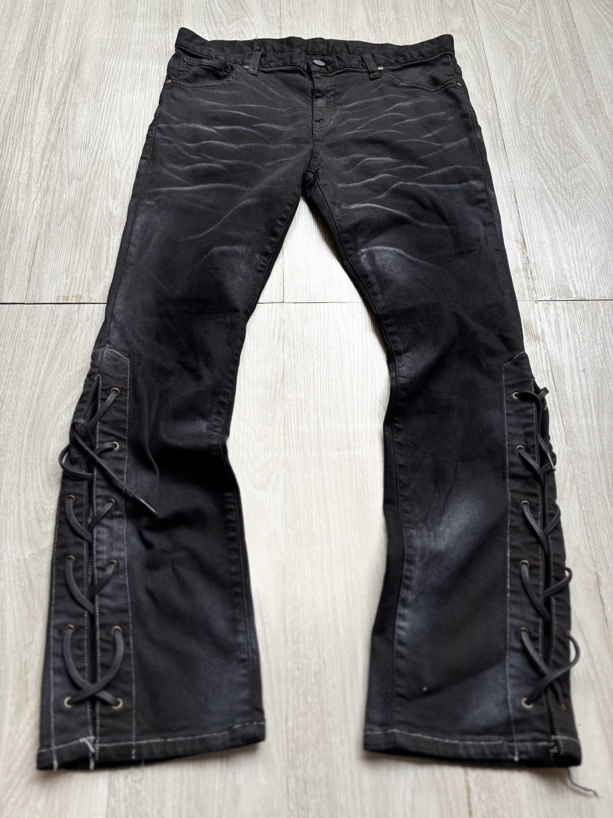 lace up flare jeans