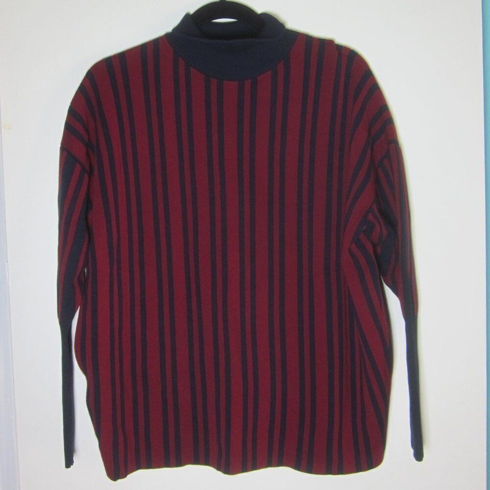 Tanya Taylor Tanya Taylor Size XL Sample Sweater Burgundy Navy Stripe Oversized Turtleneck Size XL / US 12-14 / IT 48-50 - 4 Thumbnail