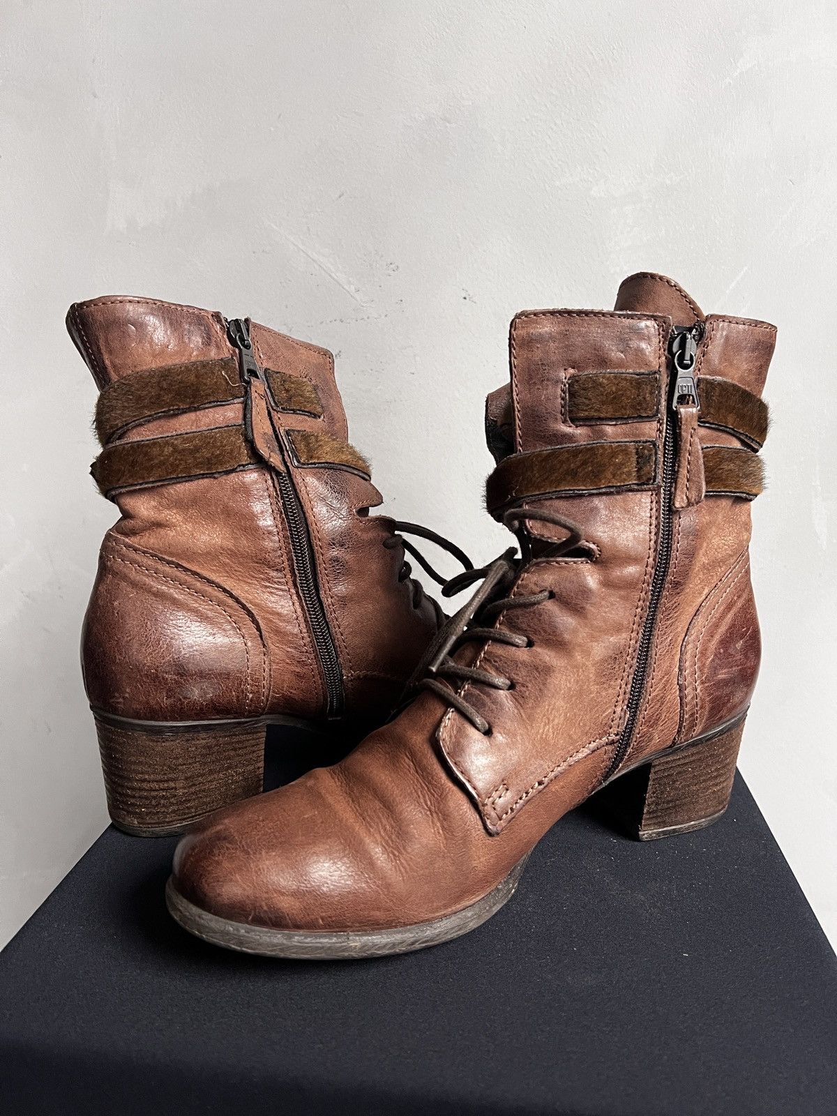 A.S.98 Leather guidi style high heel boots lace up vintage style Size US 8 / EU 41 - 11 Thumbnail