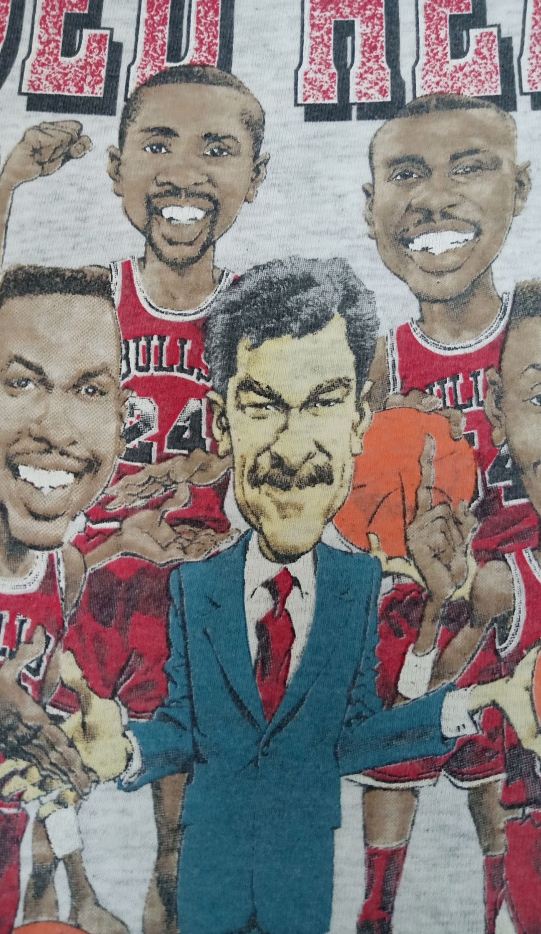 NBA × Vintage Vintage 90s NBA Playoffs Chicago Bulls Red Heat T-shirt Size US L / EU 52-54 / 3 - 12 Thumbnail