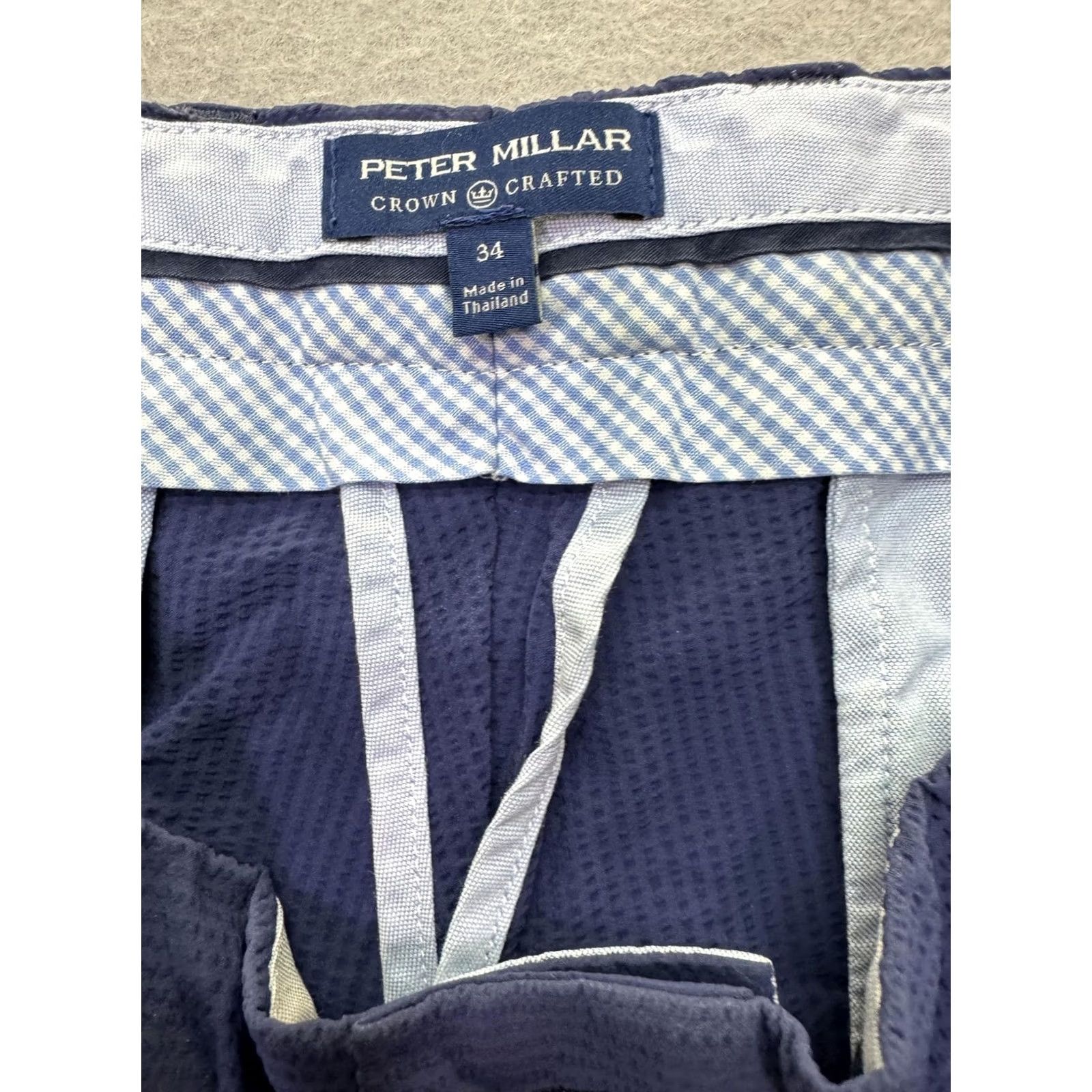 Peter Millar Peter Millar Crown Crafted Golf Performance Mens 34 Navy Seersucker Shorts Size US 34 / EU 50 - 3 Thumbnail