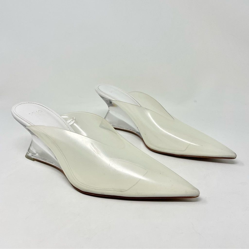 Mango Mango Transparent Vinyl Pointy Toe Sculptural Wedge Shoes 39 Size US 8 / IT 38 - 4 Thumbnail