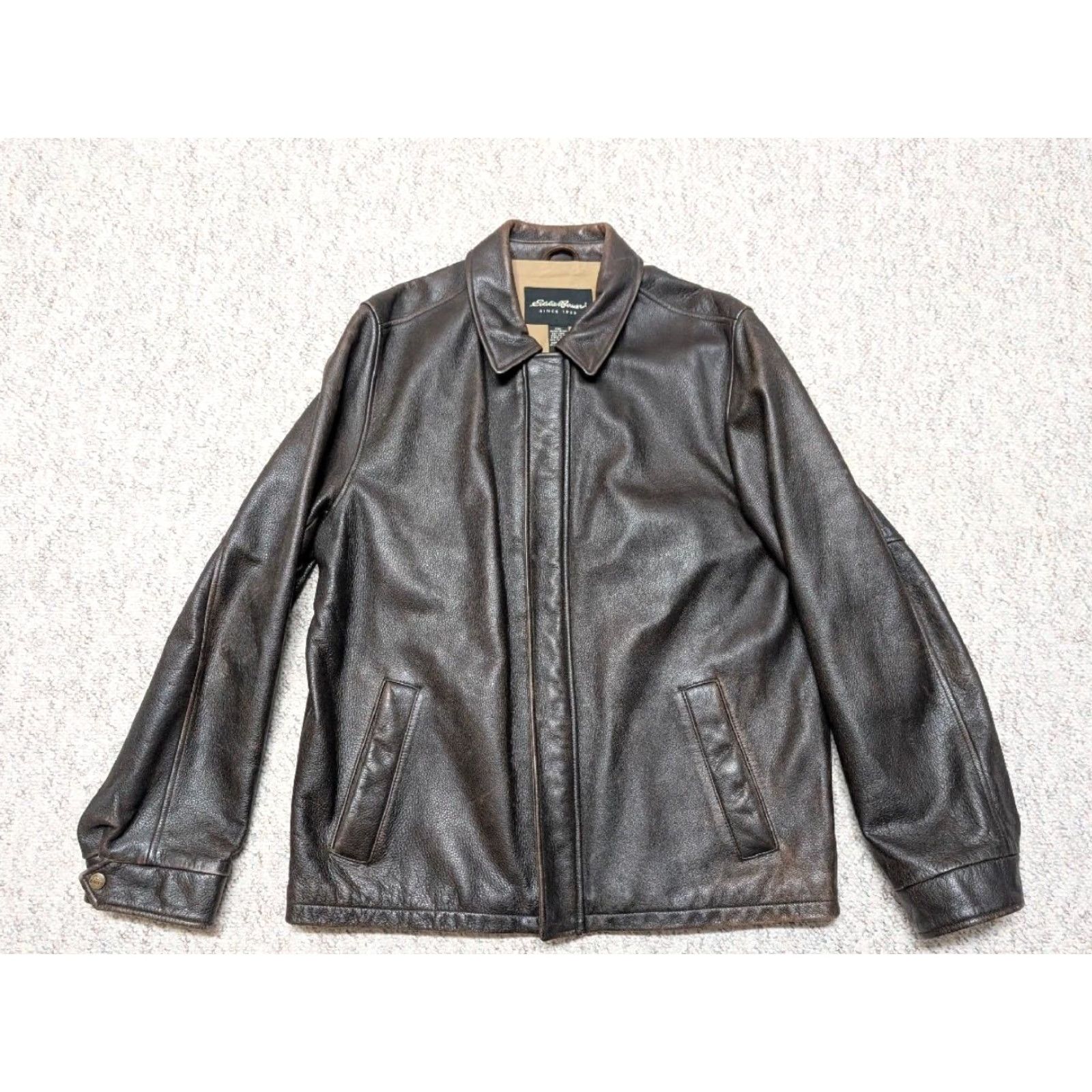 Eddie Bauer VINTAGE Eddie Bauer leather jacket LT brown cowhide L TALL patina motorcycle Size US L / EU 52-54 / 3 - 4 Thumbnail