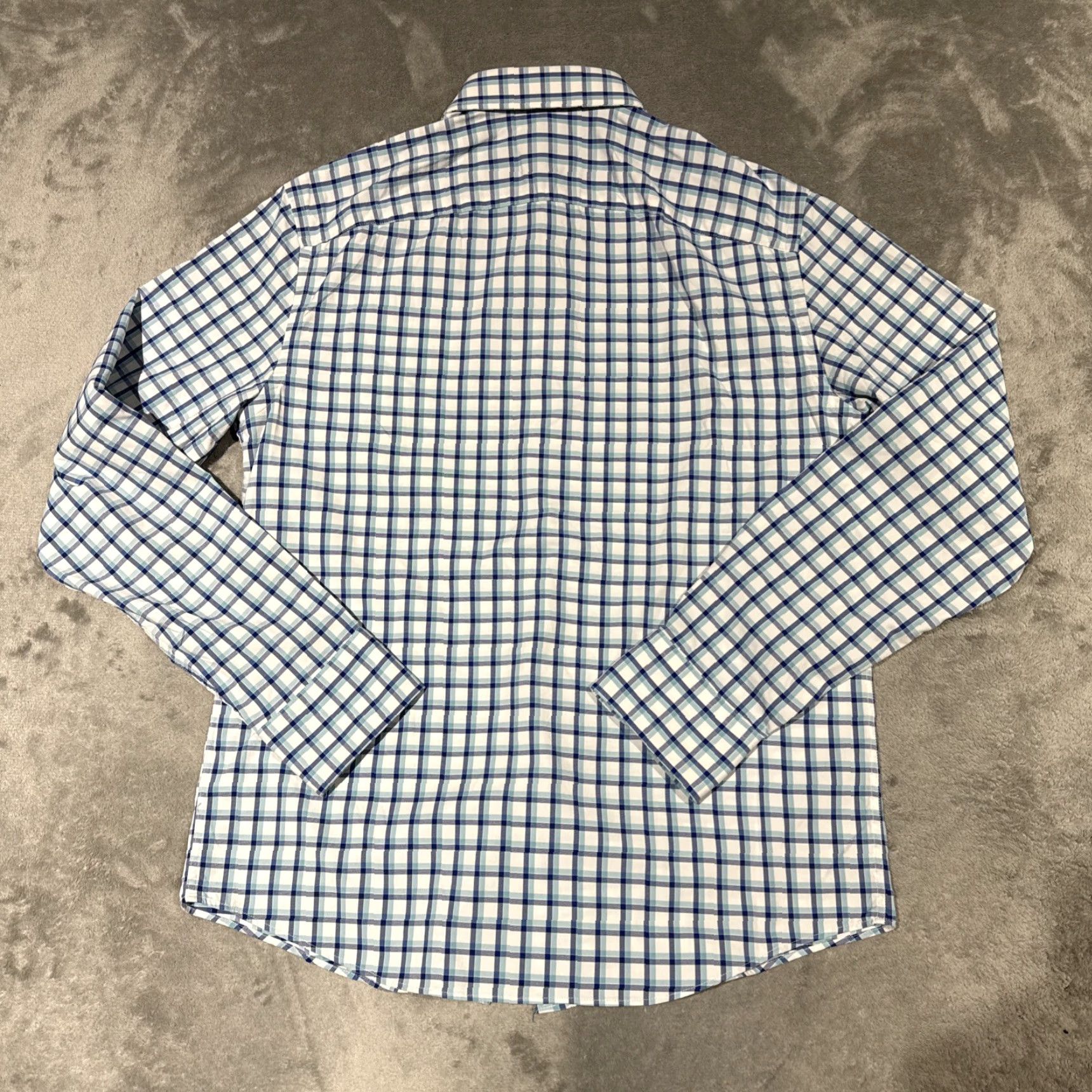 UNTUCKit UNTUCKit Shirt Mens M Blue White Plaid Foris Button Up Stretch Long Sleeve Size US M / EU 48-50 / 2 - 6 Thumbnail