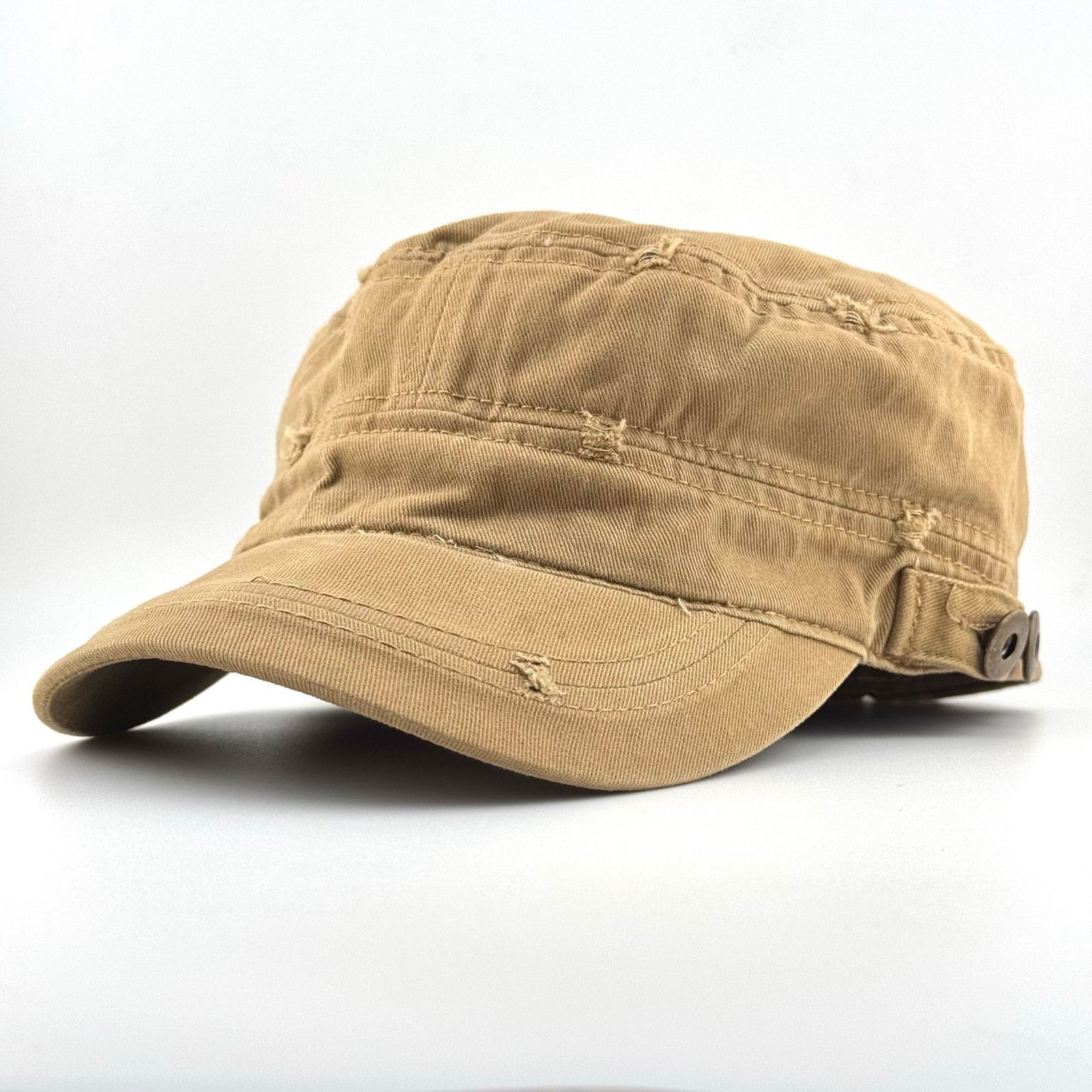 Japanese Brand Y2K Blank Distressed Military Work Vintage Khaki Patrol Cap Size ONE SIZE - 2 Thumbnail