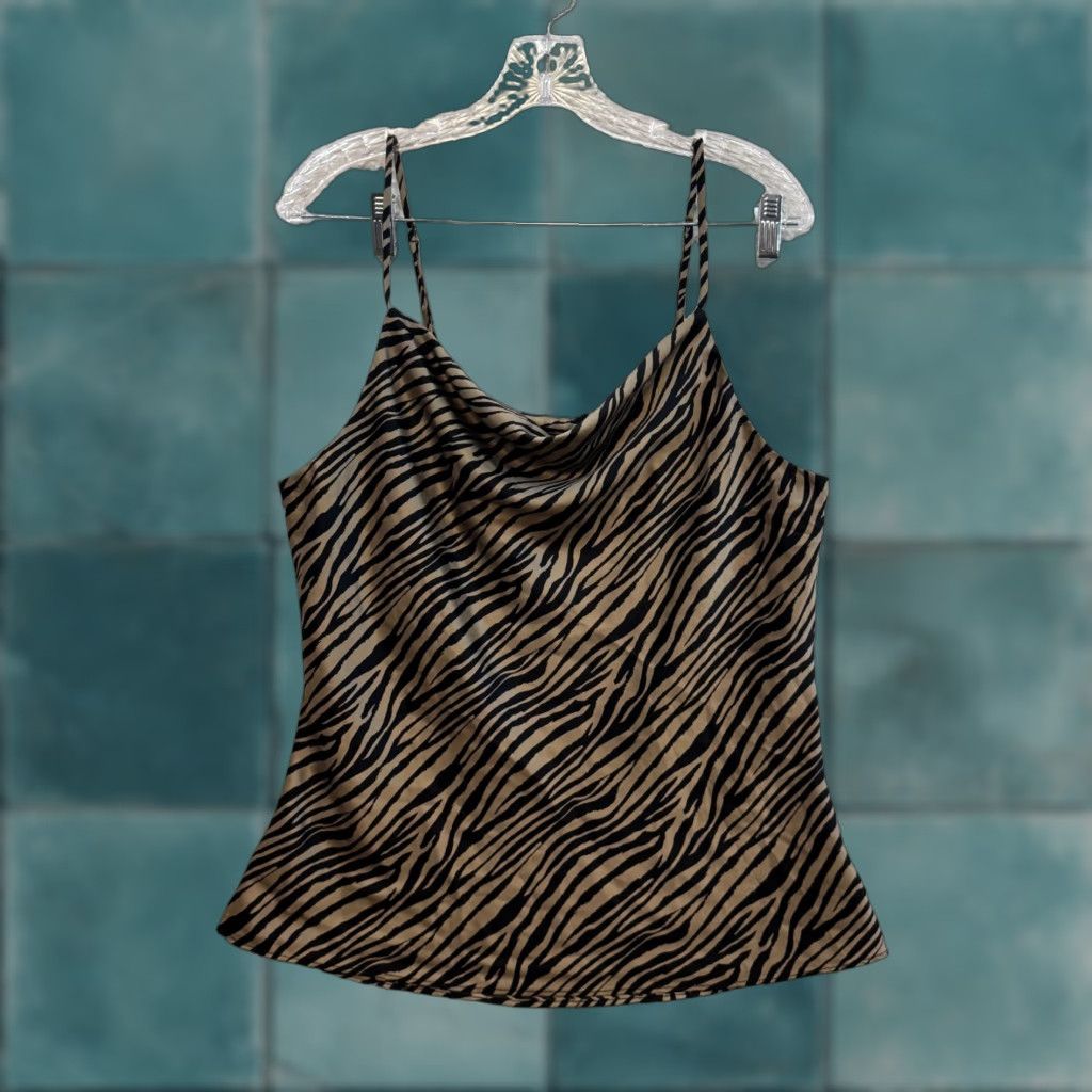 Vintage VINTAGE Y2K Camisole Tank Top XL Satin Zebra Animal Print Boho Grunge Shirt Womens Size XL / US 12-14 / IT 48-50 - 1 Thumbnail