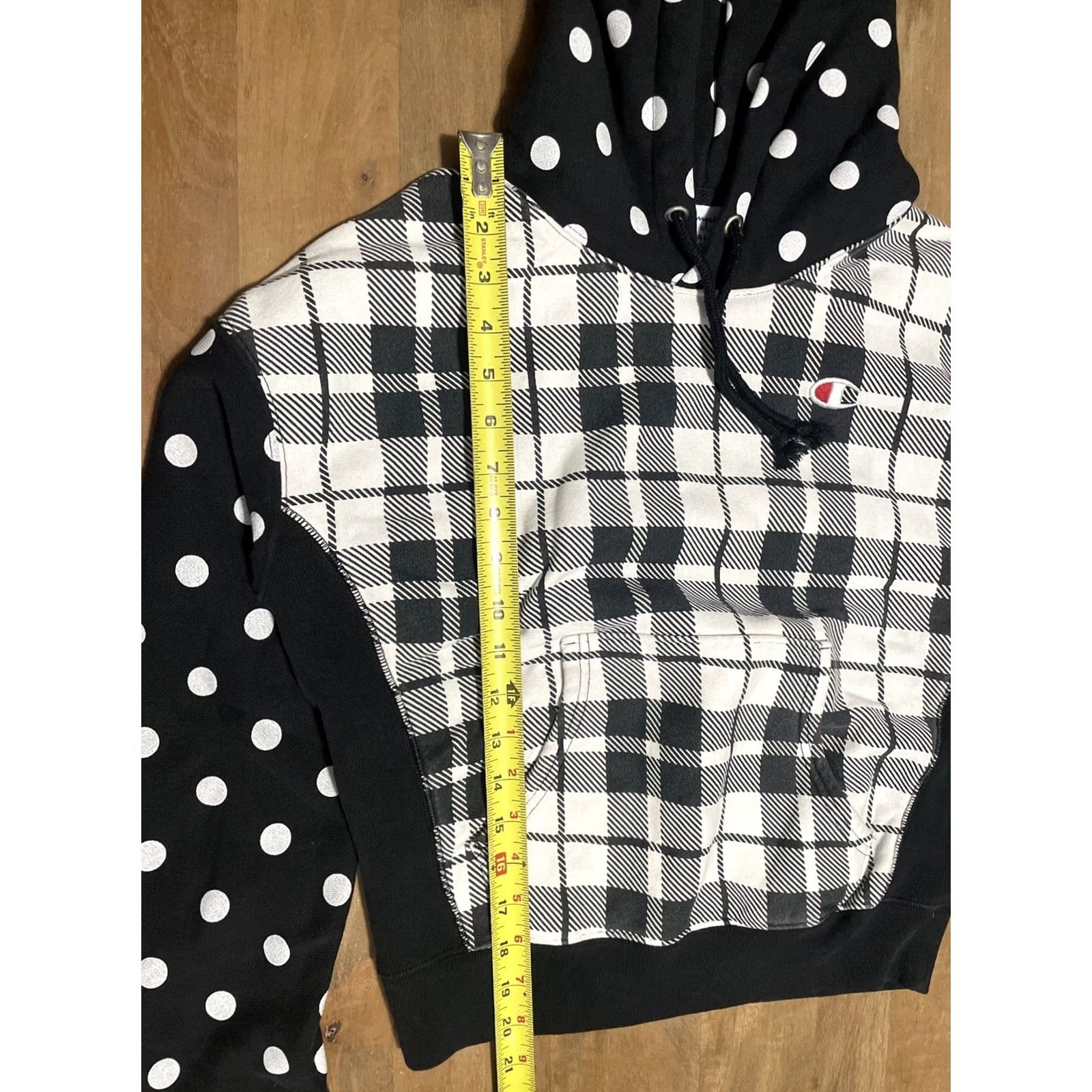 Champion Champion Reverse Weave Hoodie Women’s Small Polka Dot Plaid Black Sweatshirt Size S / US 4 / IT 40 - 4 Thumbnail