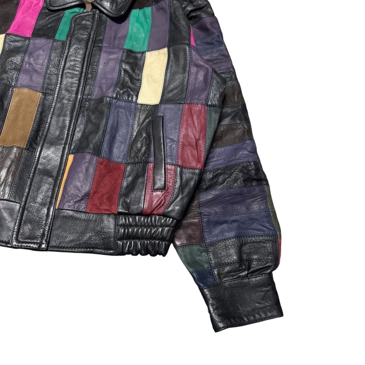 Leather Vintage Genuine Leather Patchwork Jacket Multi Colour Size US XS / EU 42 / 0 - 5 Thumbnail
