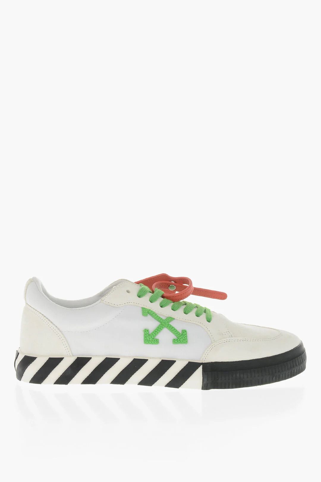 Off-White og1mm0426 Low-Top Cotton & Suede Sneakers in White & Green Size US 13 / EU 46 - 1 Thumbnail